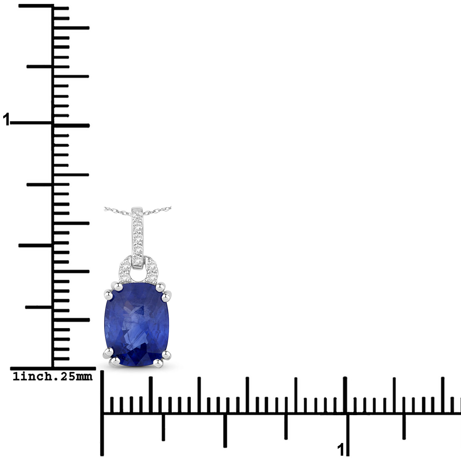 2.05 Carat Genuine Ceylon Blue Sapphire and White Diamond 18K White Gold Pendant