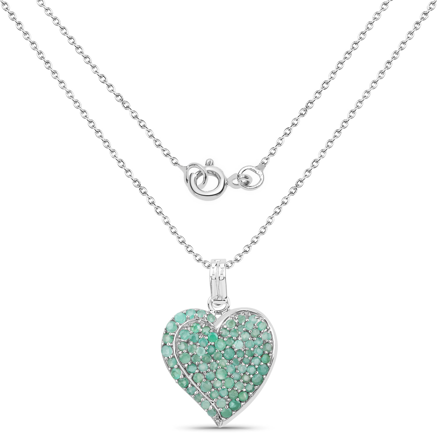 3.24 Carat Genuine Emerald .925 Sterling Silver Pendant