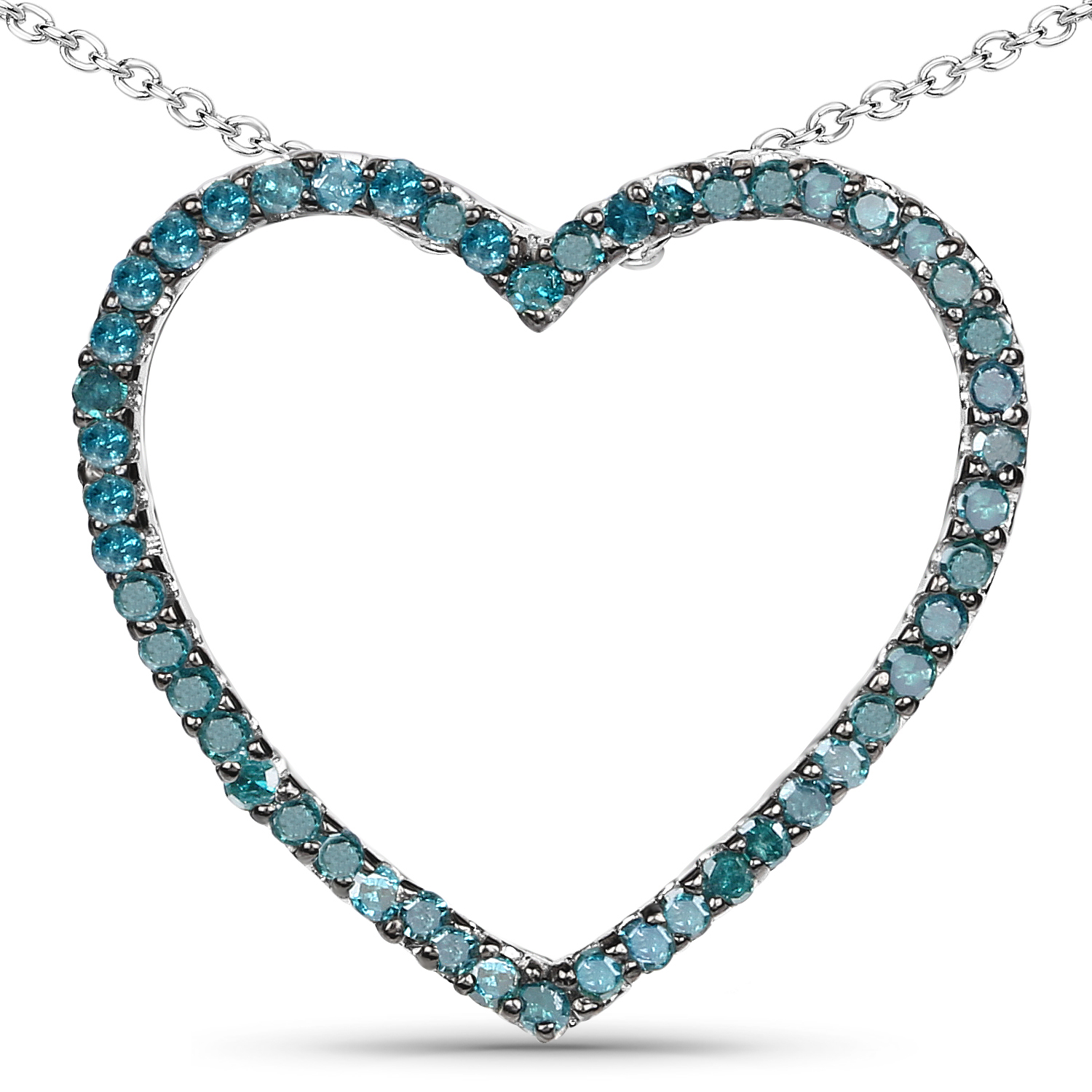 0.60 Carat Genuine Blue Diamond .925 Sterling Silver Pendant