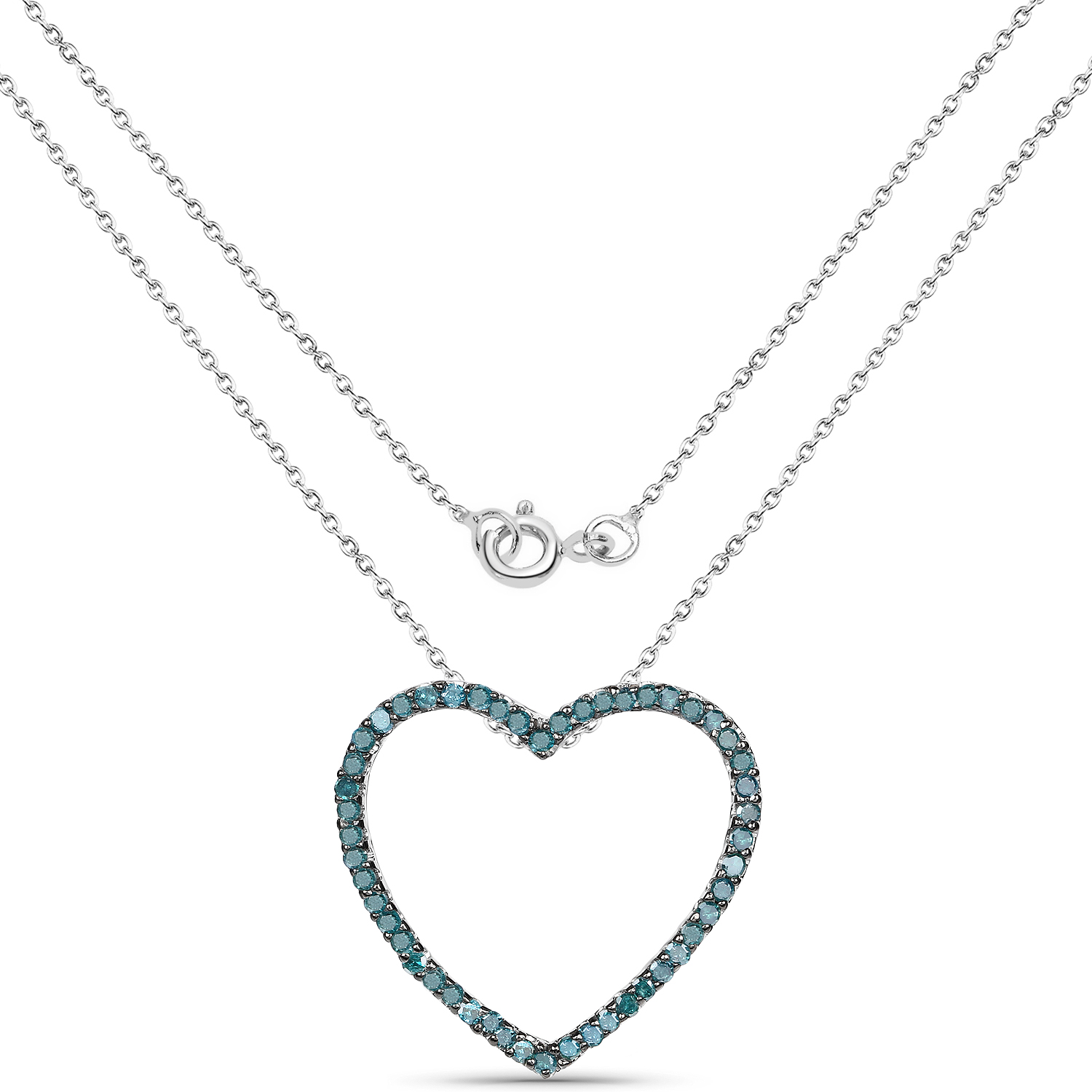 0.60 Carat Genuine Blue Diamond .925 Sterling Silver Pendant