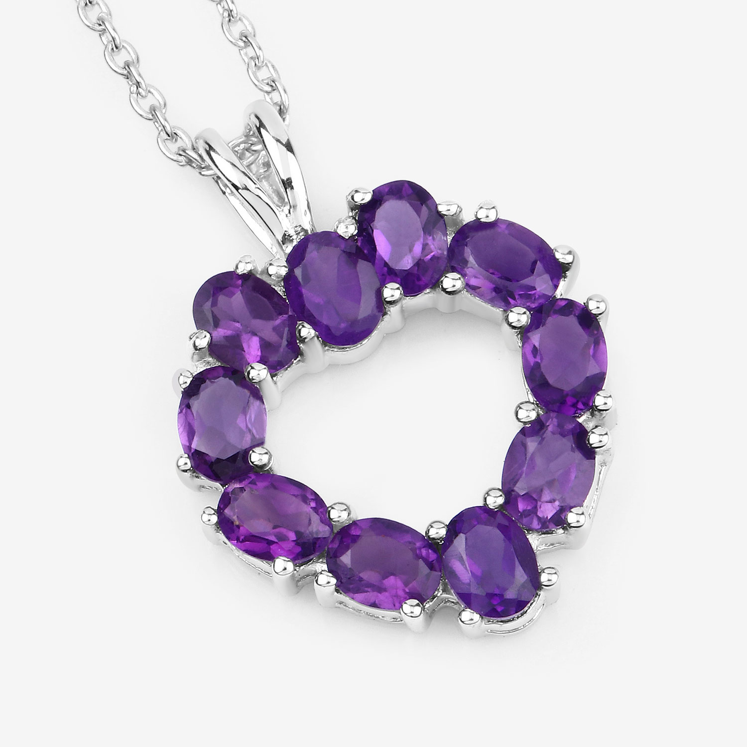 1.60 Carat Genuine Amethyst .925 Sterling Silver Pendant