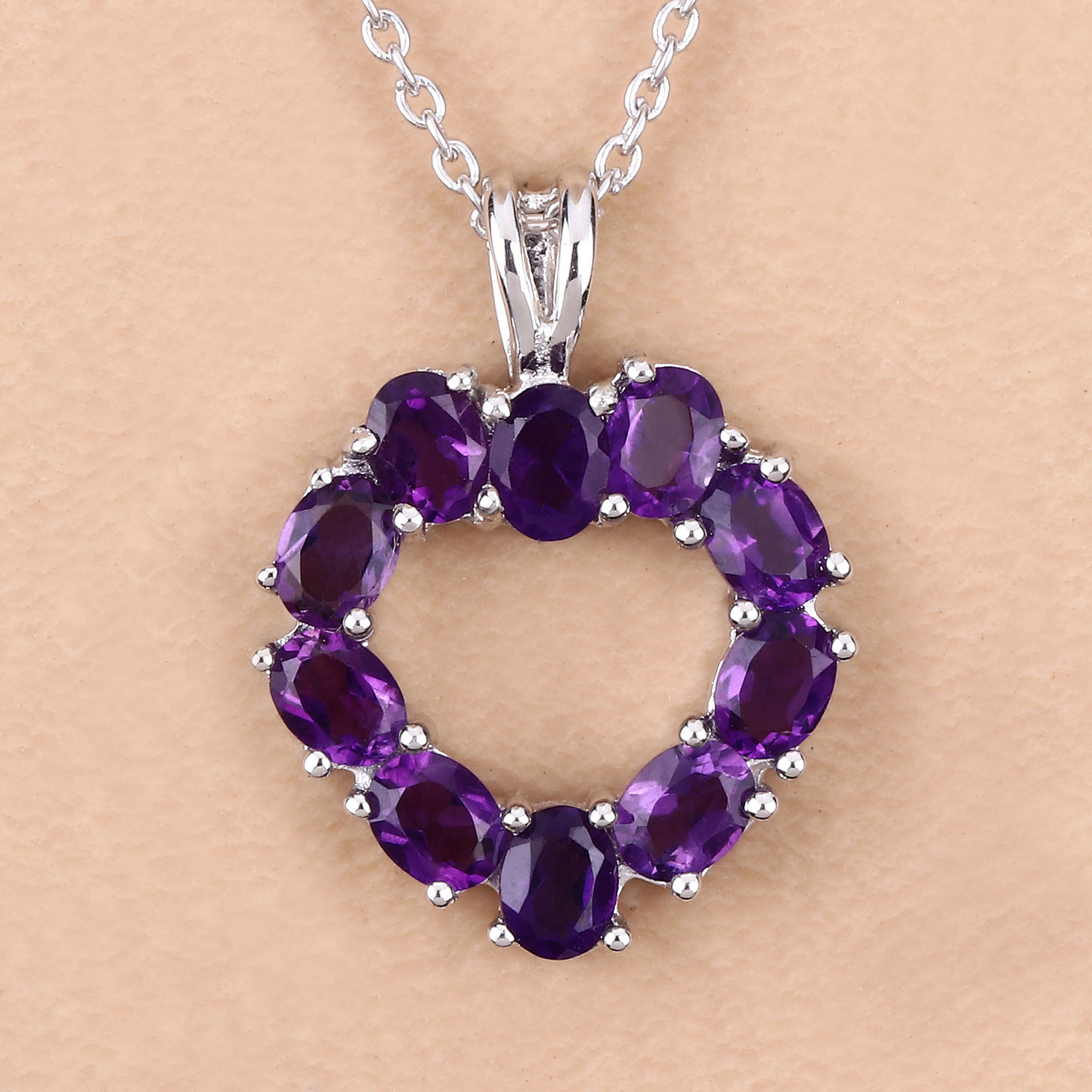 1.60 Carat Genuine Amethyst .925 Sterling Silver Pendant