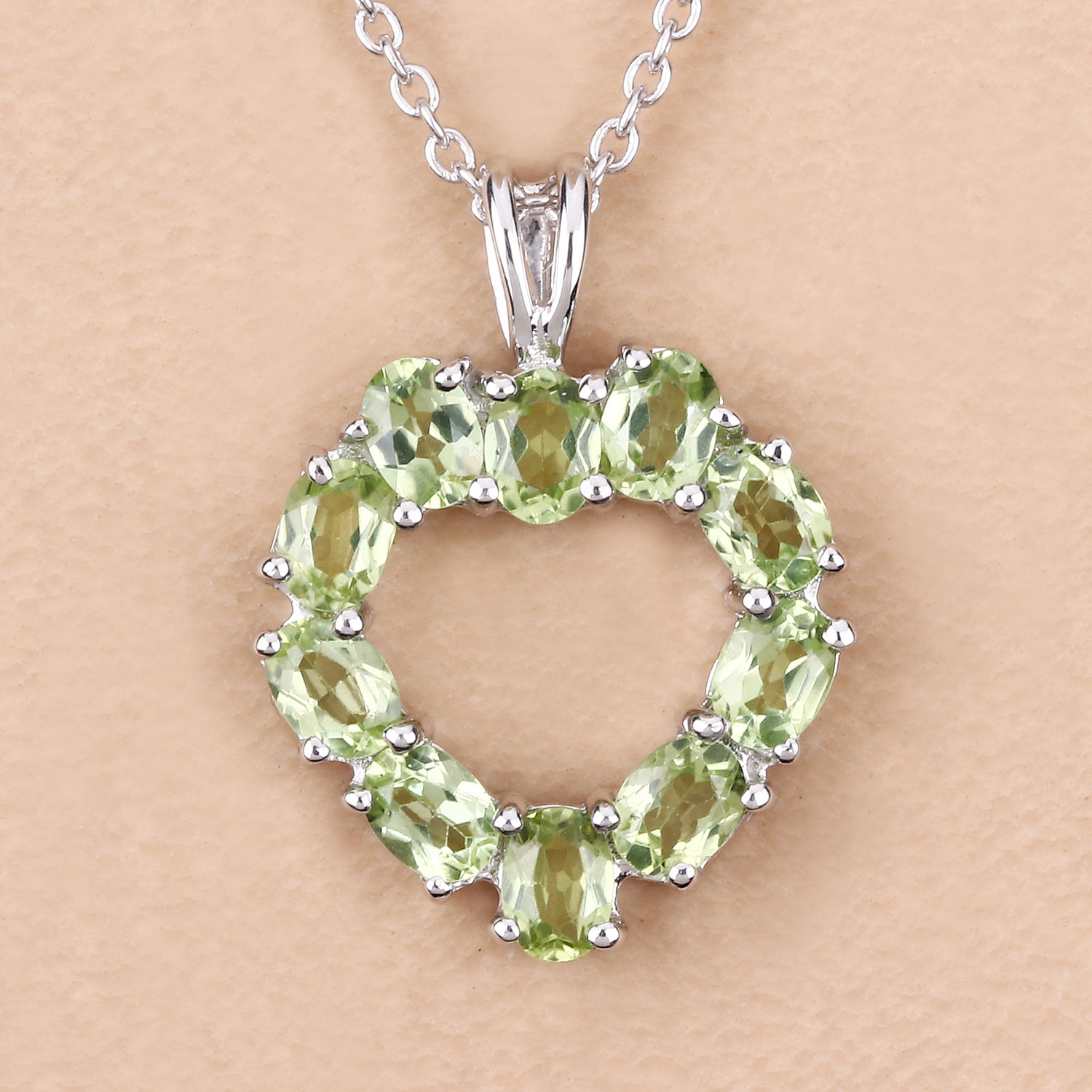 1.70 Carat Genuine Peridot .925 Sterling Silver Pendant