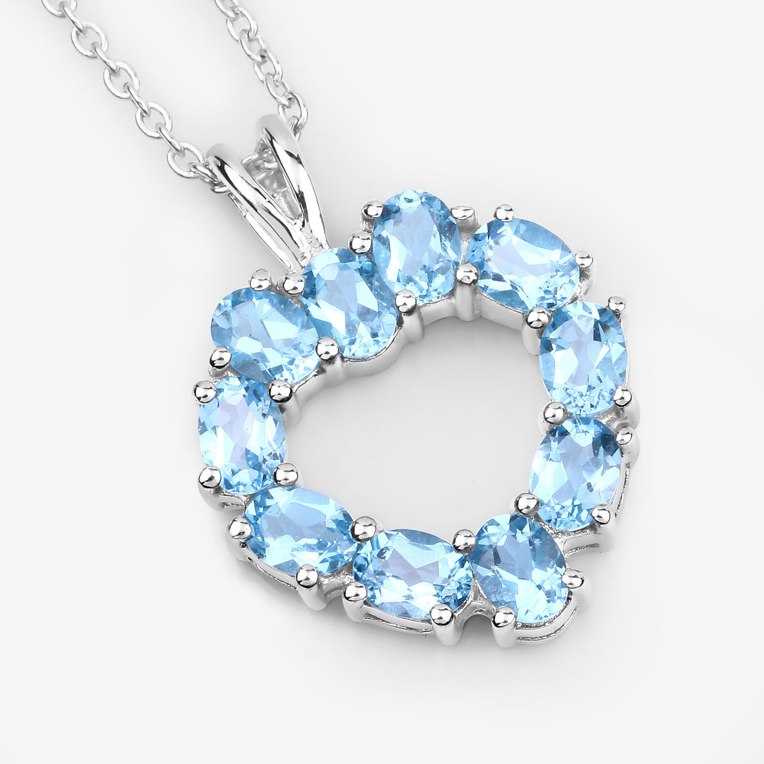1.90 Carat Genuine Swiss Blue Topaz .925 Sterling Silver Pendant