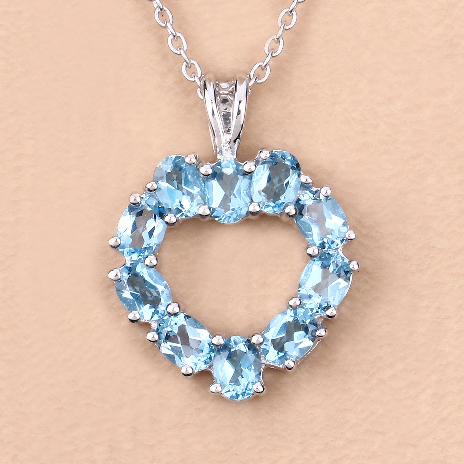 1.90 Carat Genuine Swiss Blue Topaz .925 Sterling Silver Pendant