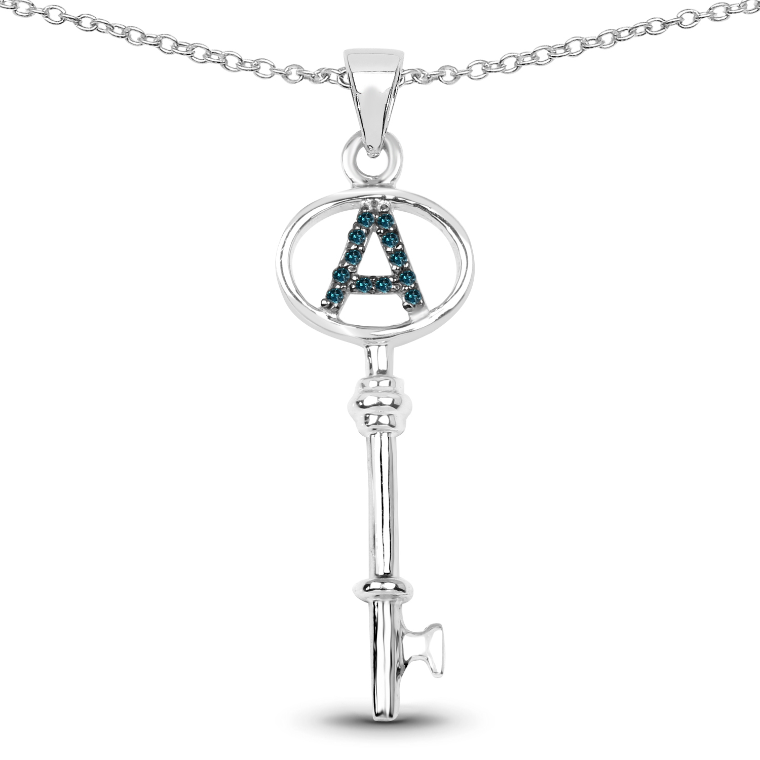 0.07 Carat Genuine Blue Diamond .925 Sterling Silver Pendant