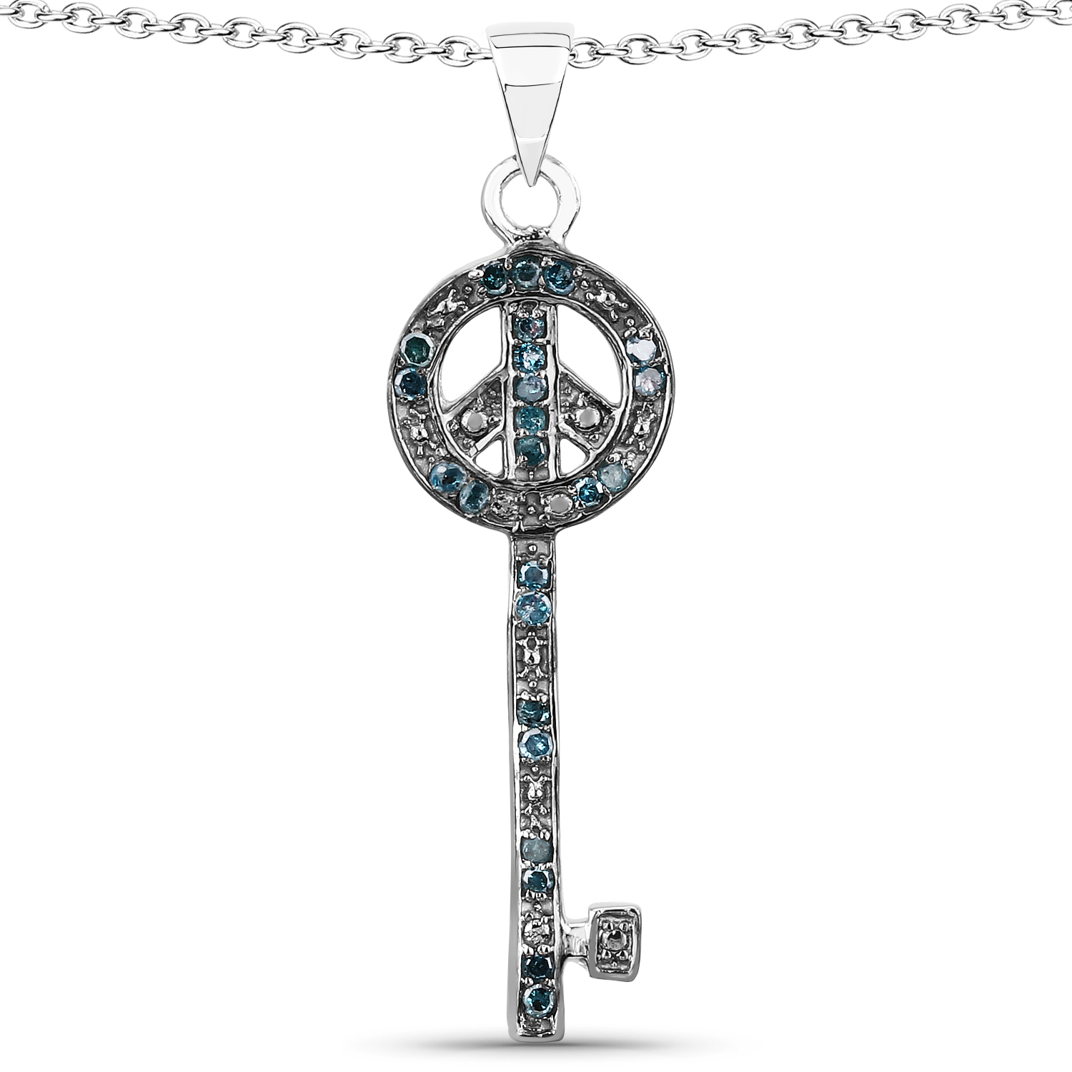 0.26 Carat Genuine Blue Diamond .925 Sterling Silver Pendant