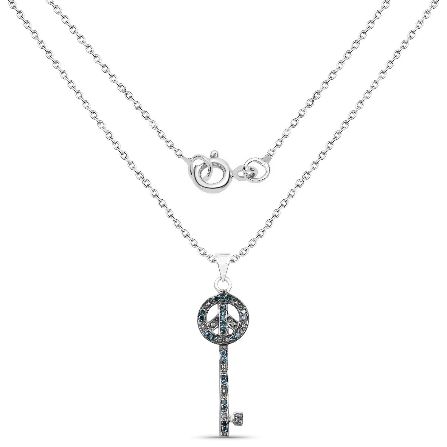 0.26 Carat Genuine Blue Diamond .925 Sterling Silver Pendant