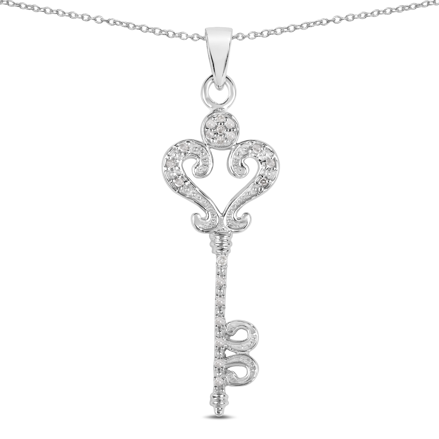 0.11 Carat Genuine White Diamond .925 Sterling Silver Pendant