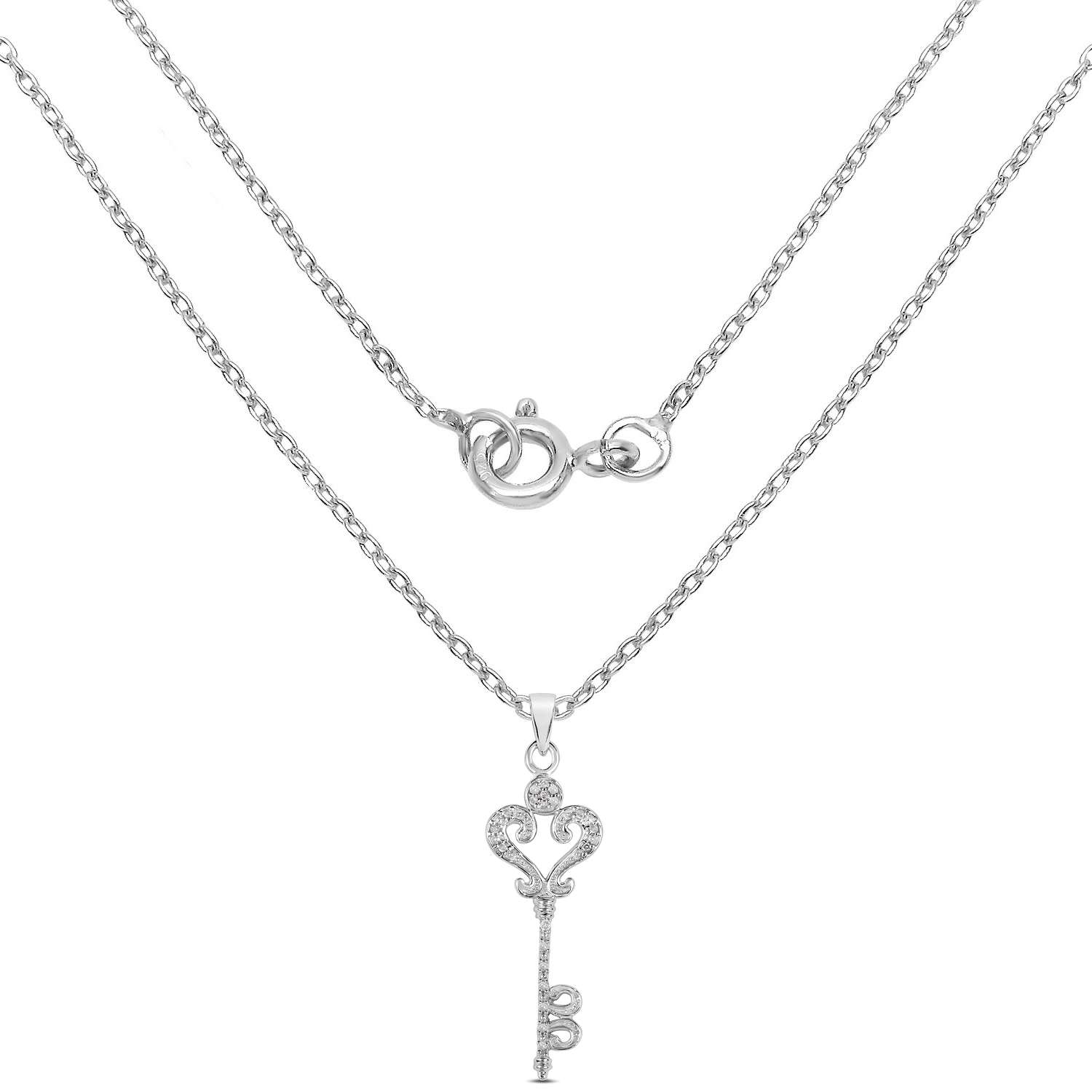 0.11 Carat Genuine White Diamond .925 Sterling Silver Pendant