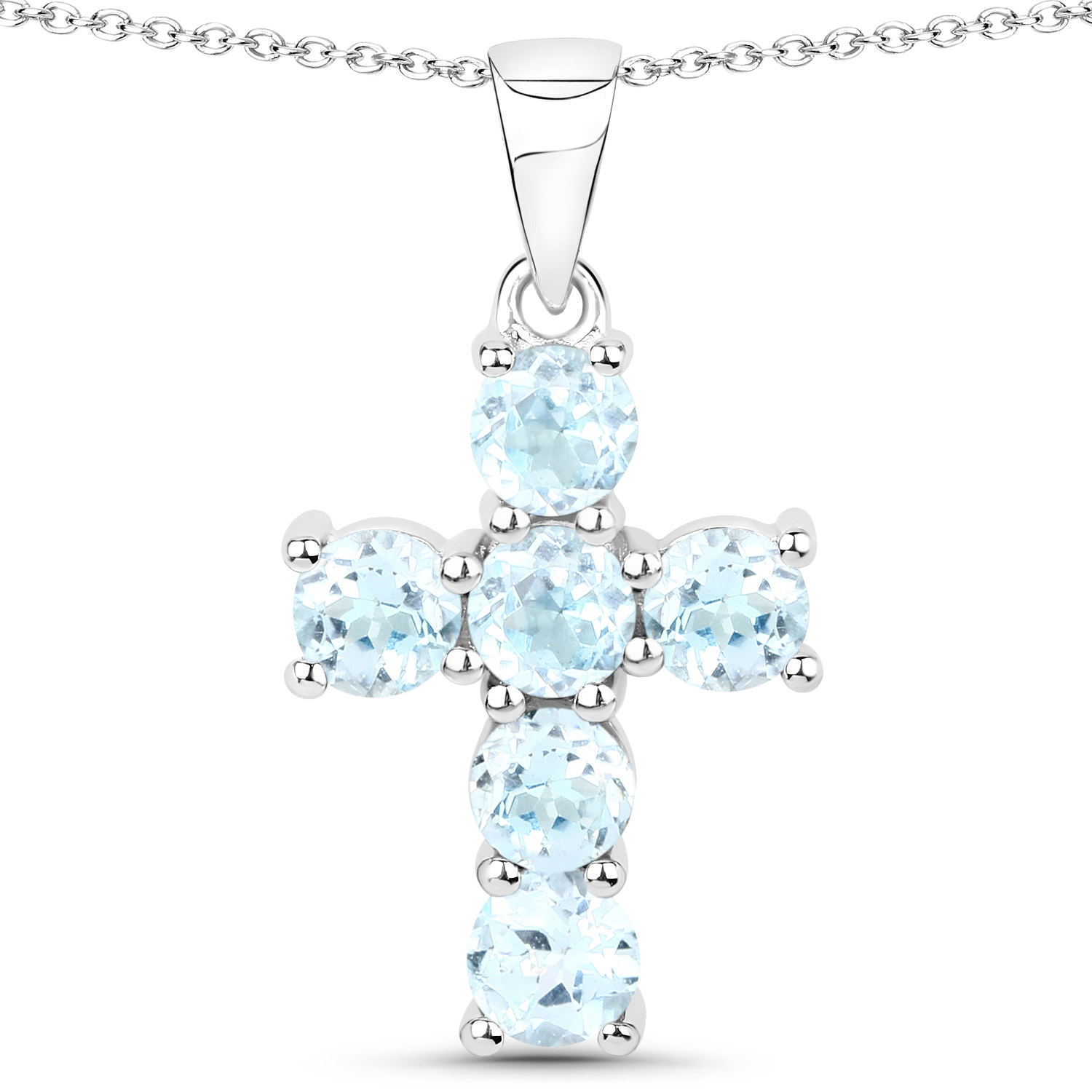 1.92 Carat Genuine Blue Topaz .925 Sterling Silver Pendant