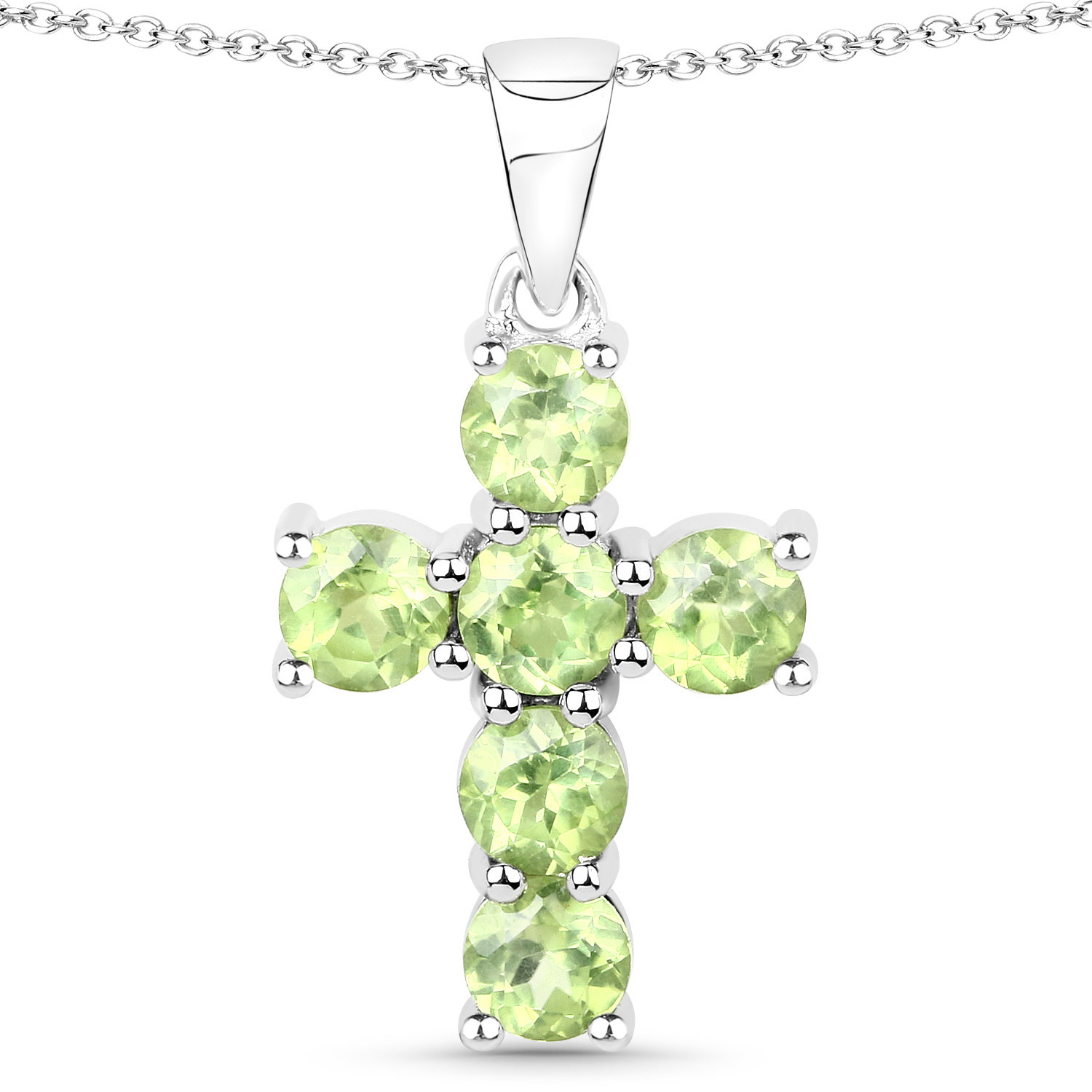 1.44 Carat Genuine Peridot .925 Sterling Silver Pendant