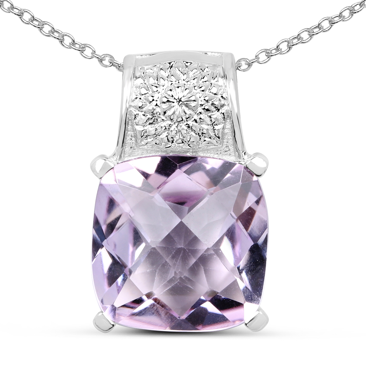 5.30 Carat Genuine Pink Amethyst .925 Sterling Silver Pendant