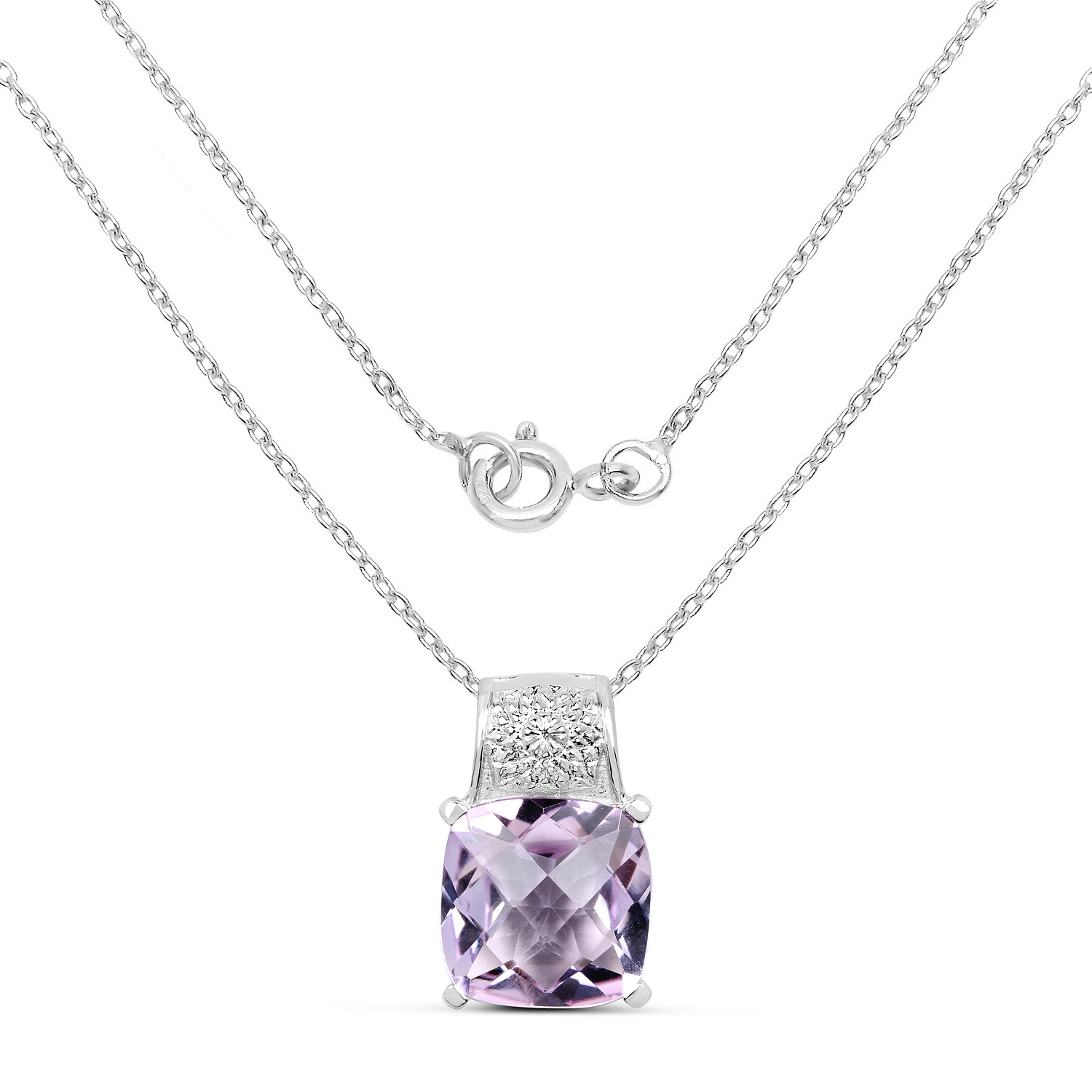 5.30 Carat Genuine Pink Amethyst .925 Sterling Silver Pendant