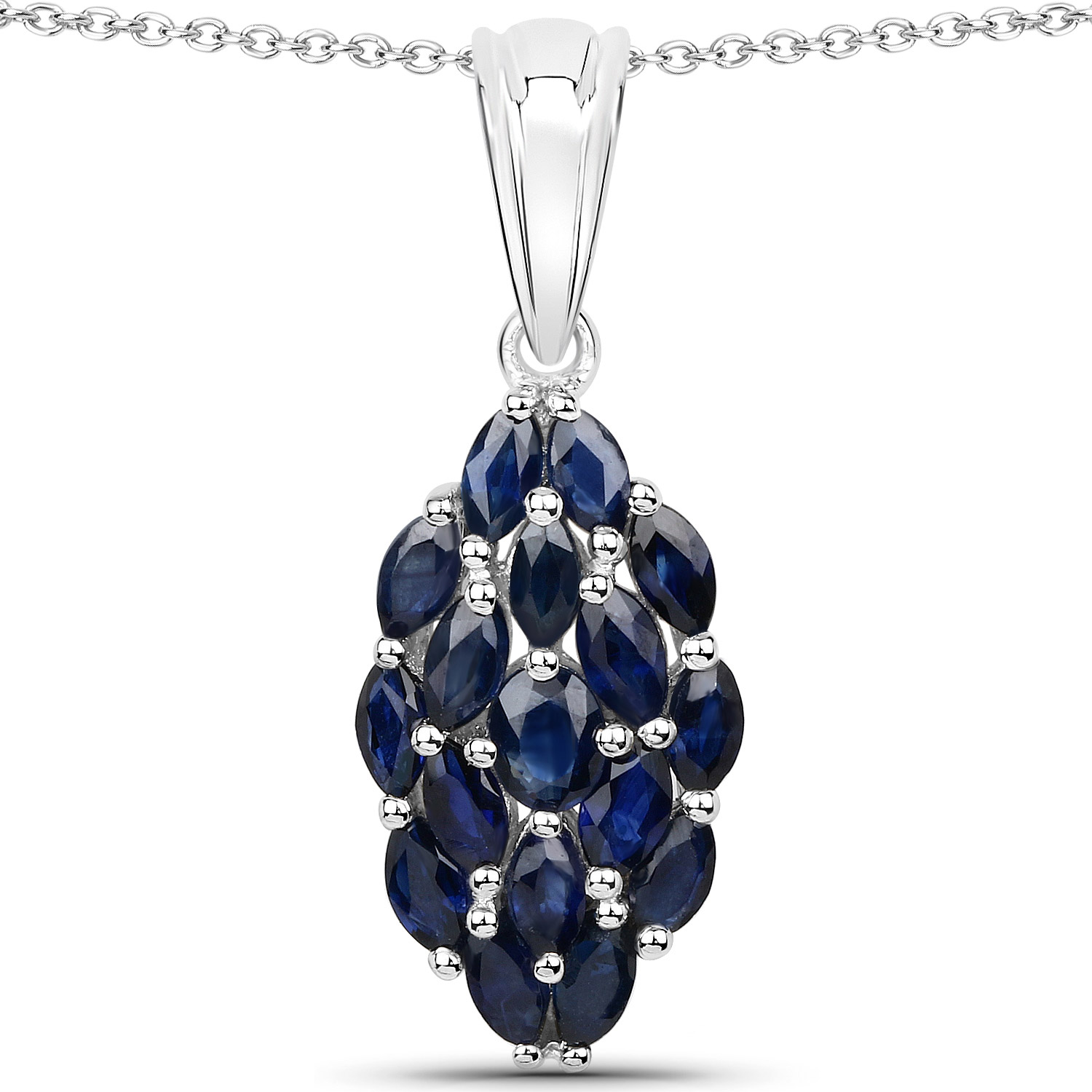 1.56 Carat Genuine Blue Sapphire .925 Sterling Silver Pendant