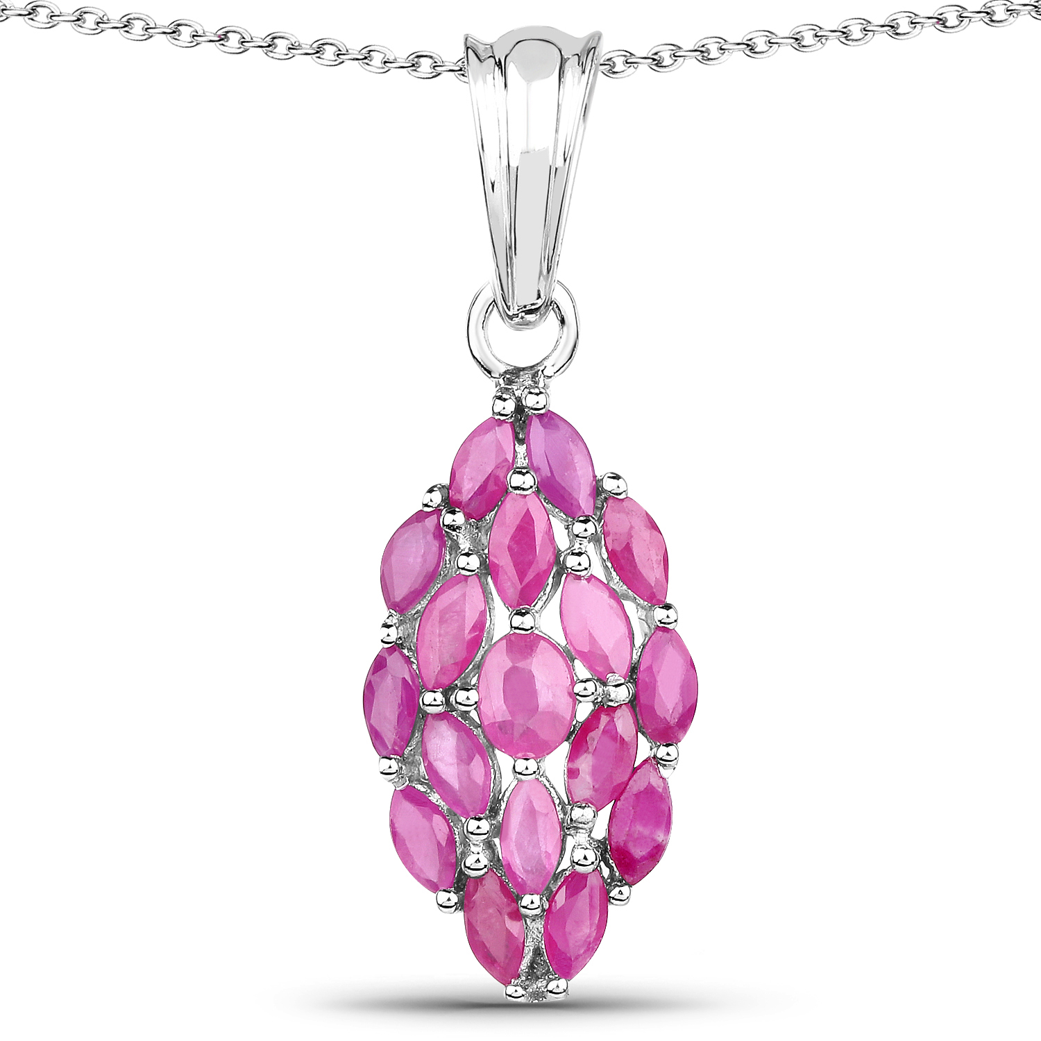 1.66 Carat Genuine Ruby .925 Sterling Silver Pendant