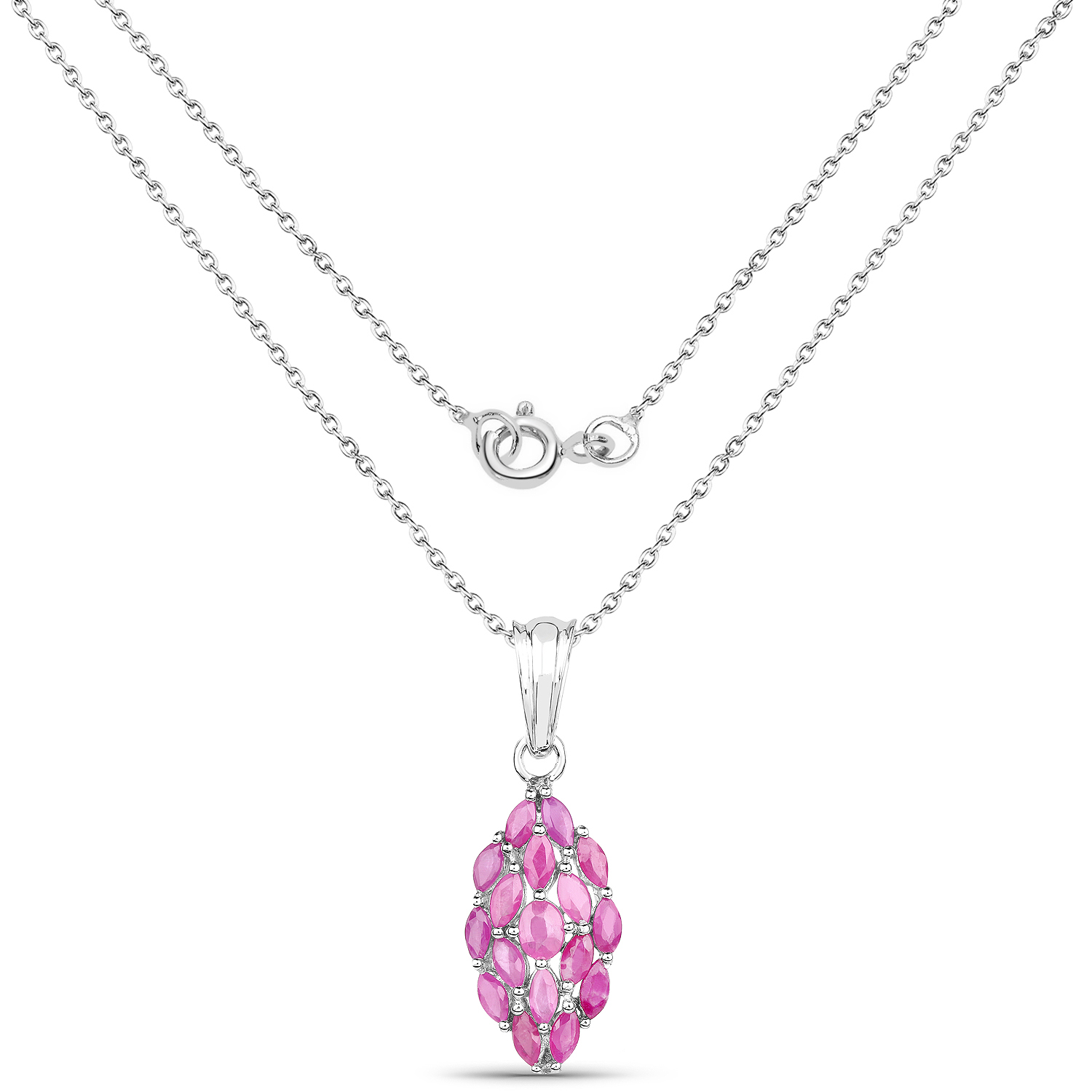 1.66 Carat Genuine Ruby .925 Sterling Silver Pendant