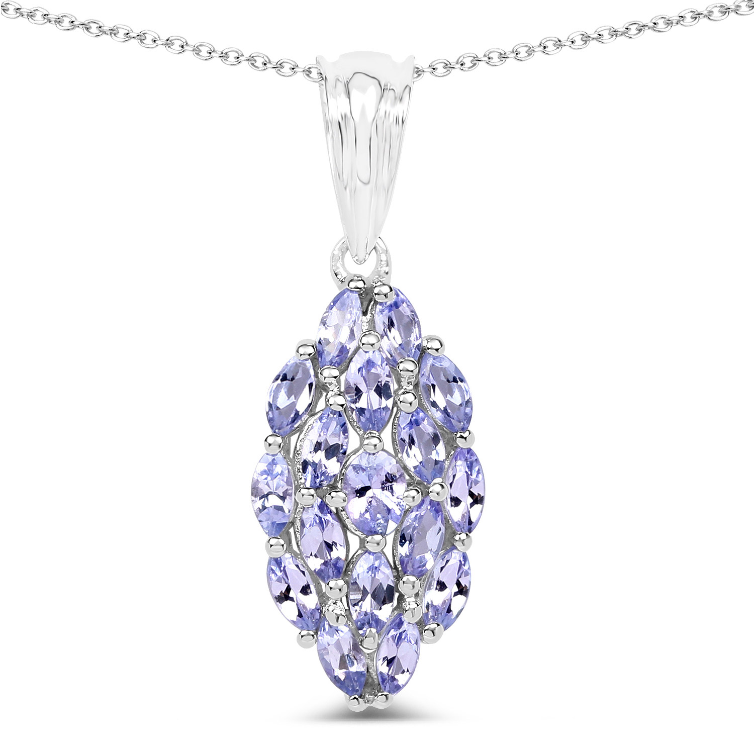 1.45 Carat Genuine Tanzanite .925 Sterling Silver Pendant