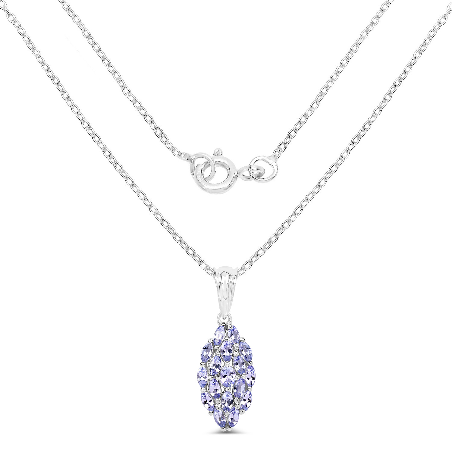 1.45 Carat Genuine Tanzanite .925 Sterling Silver Pendant