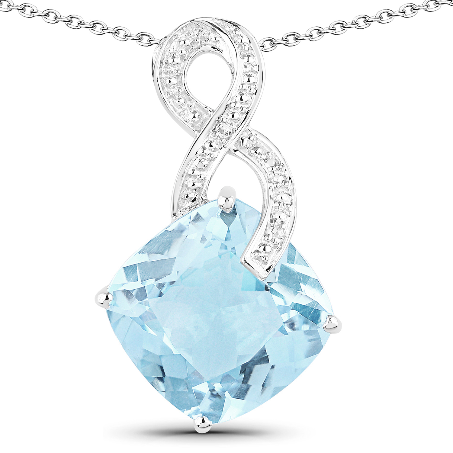 11.95 Carat Genuine Blue Topaz & White Topaz .925 Sterling Silver Pendant