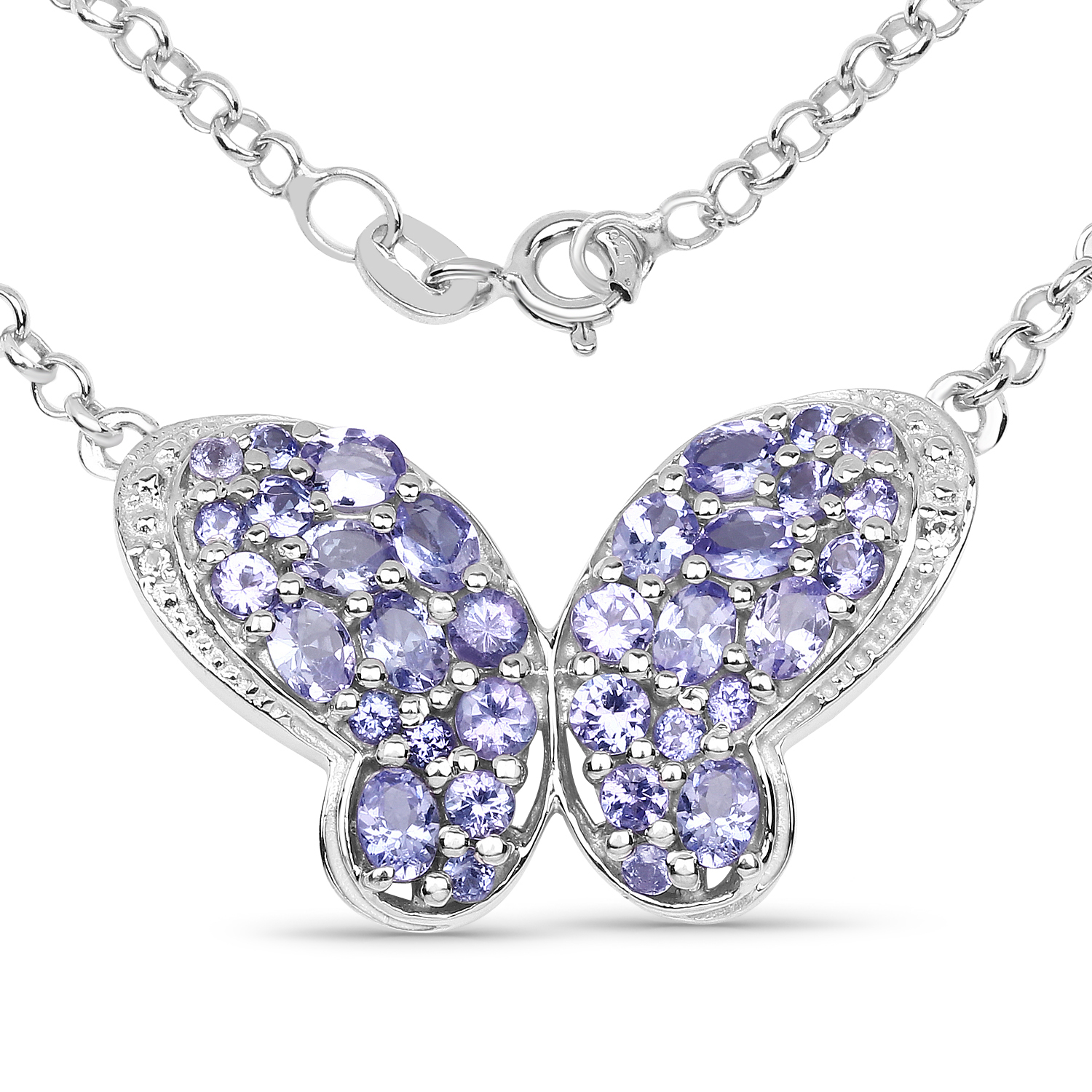 3.31 Carat Genuine Tanzanite & White Topaz .925 Sterling Silver Pendant