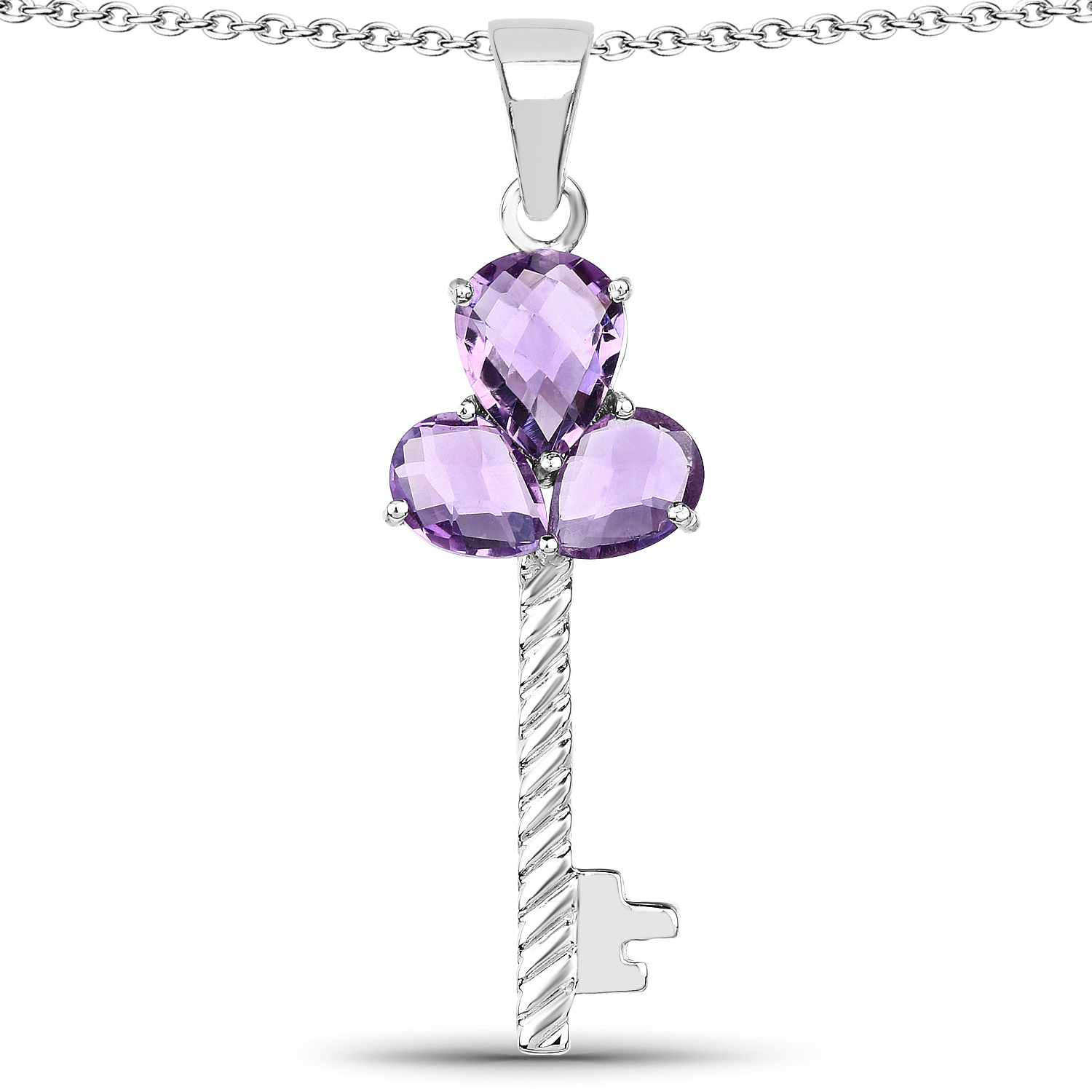 4.10 Carat Genuine Amethyst .925 Sterling Silver Pendant