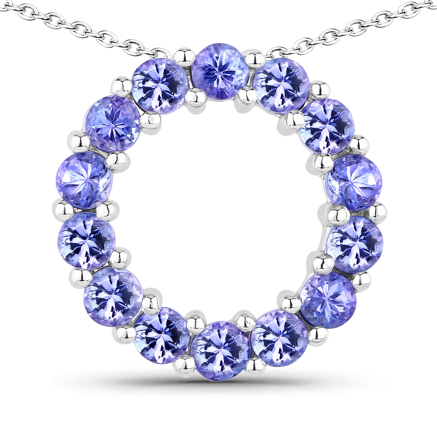 1.40 Carat Genuine Tanzanite .925 Sterling Silver Pendant