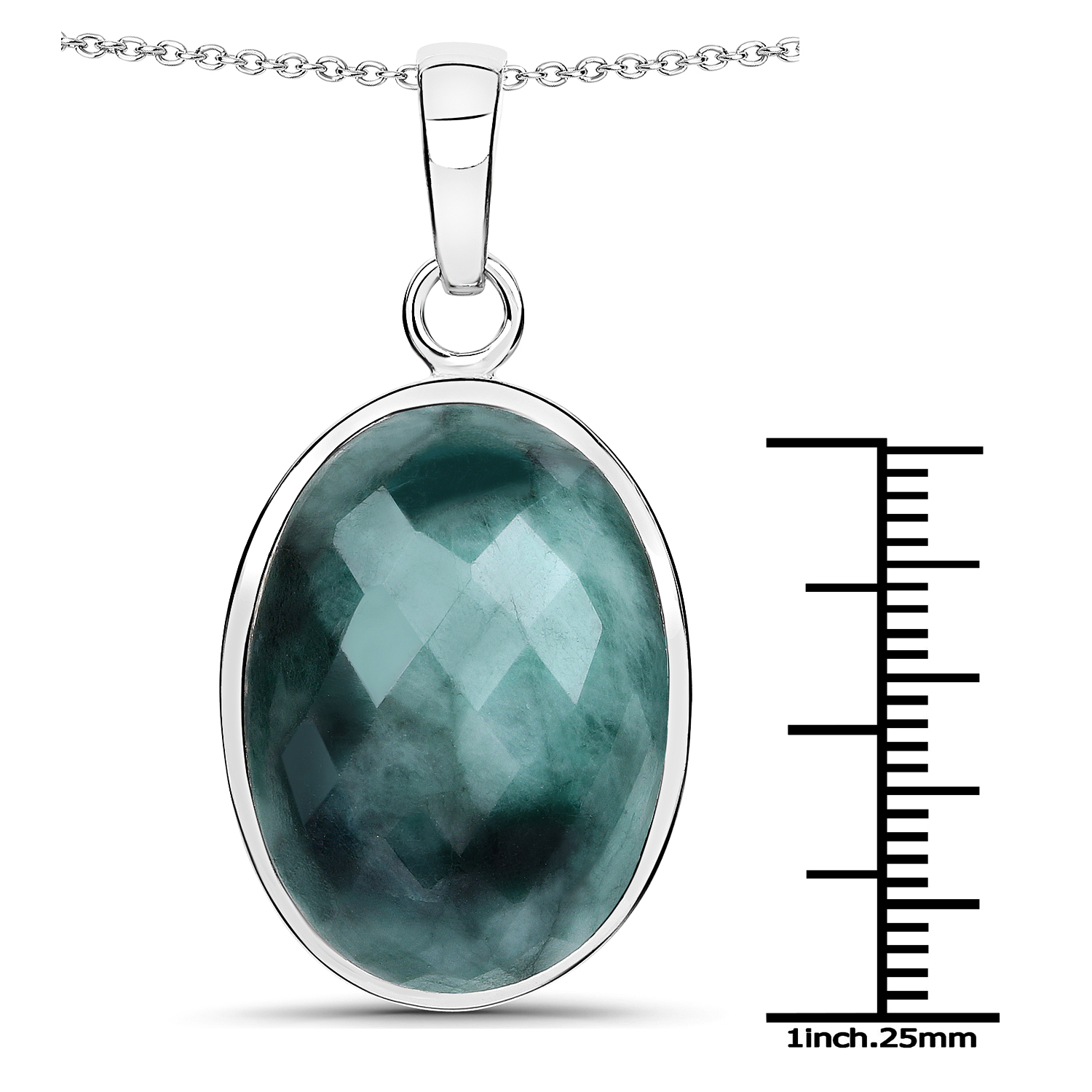 25.10 Carat Genuine Emerald .925 Sterling Silver Pendant