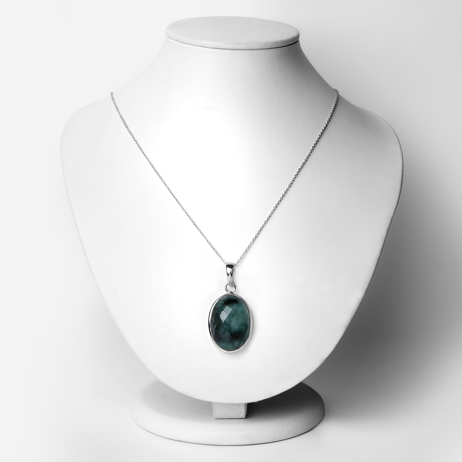 25.10 Carat Genuine Emerald .925 Sterling Silver Pendant