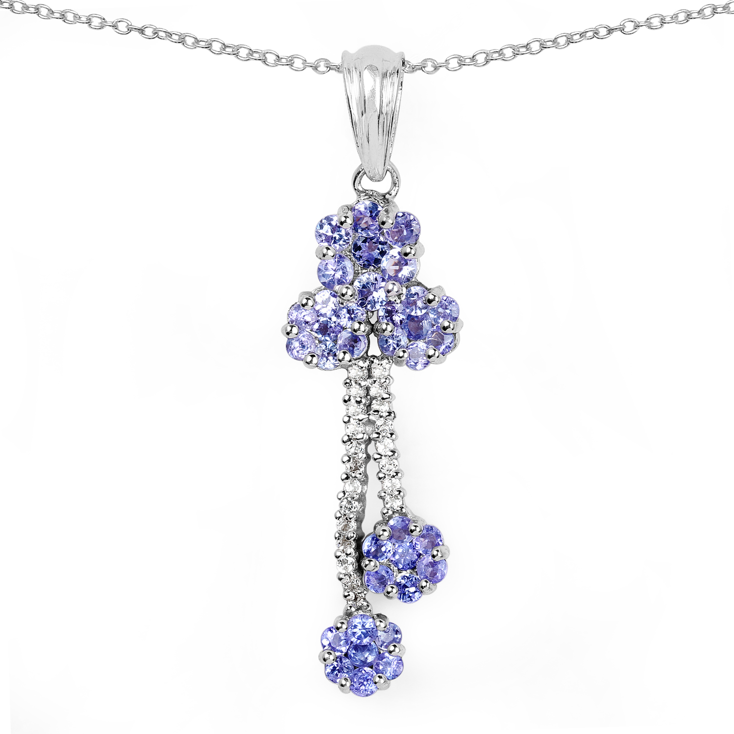 1.68 Carat Genuine Tanzanite & White Topaz .925 Sterling Silver Pendant