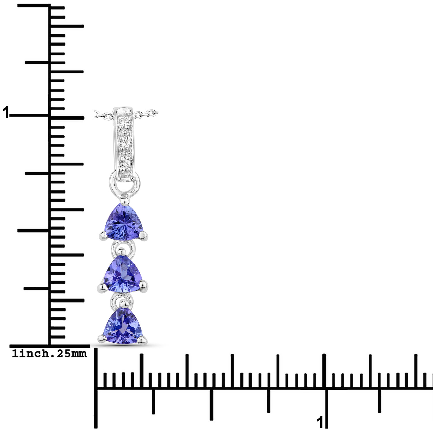 0.71 Carat Genuine Tanzanite and Created White Sapphire .925 Sterling Silver Pendant