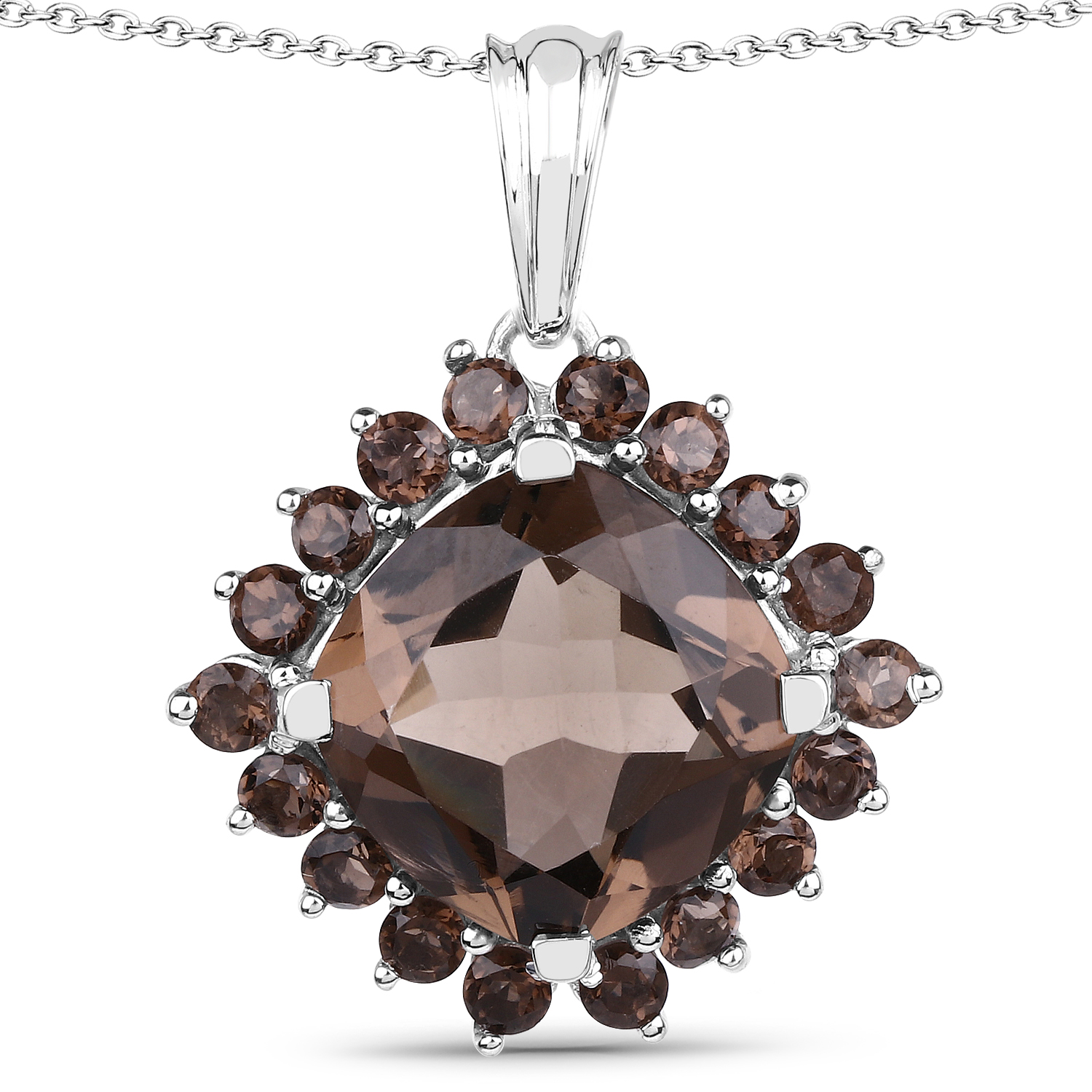 6.17 Carat Genuine Smoky Quartz .925 Sterling Silver Pendant