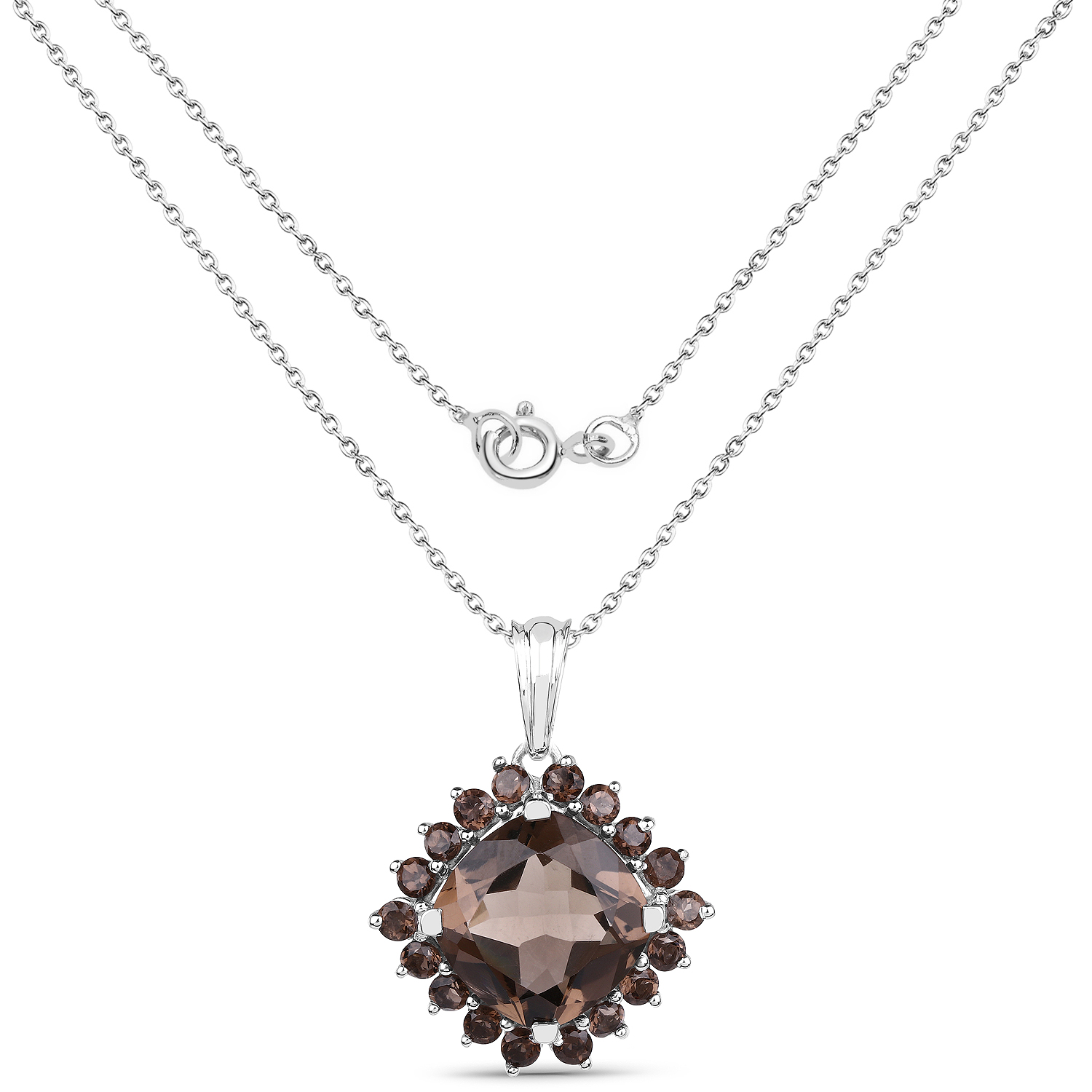 6.17 Carat Genuine Smoky Quartz .925 Sterling Silver Pendant