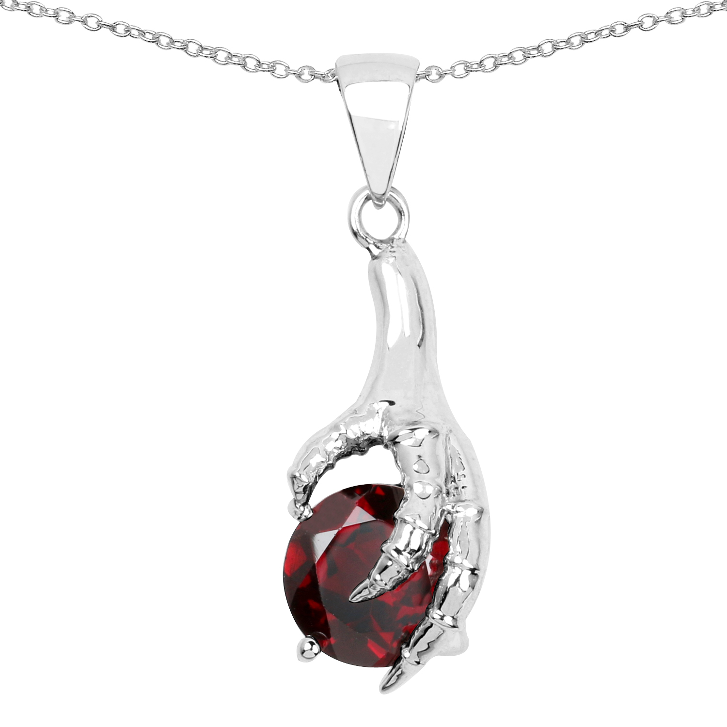 2.25 Carat Genuine Garnet .925 Sterling Silver Pendant