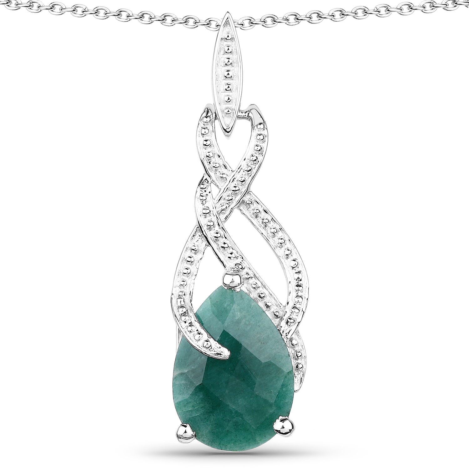 7.08 Carat Dyed Emerald .925 Sterling Silver Pendant
