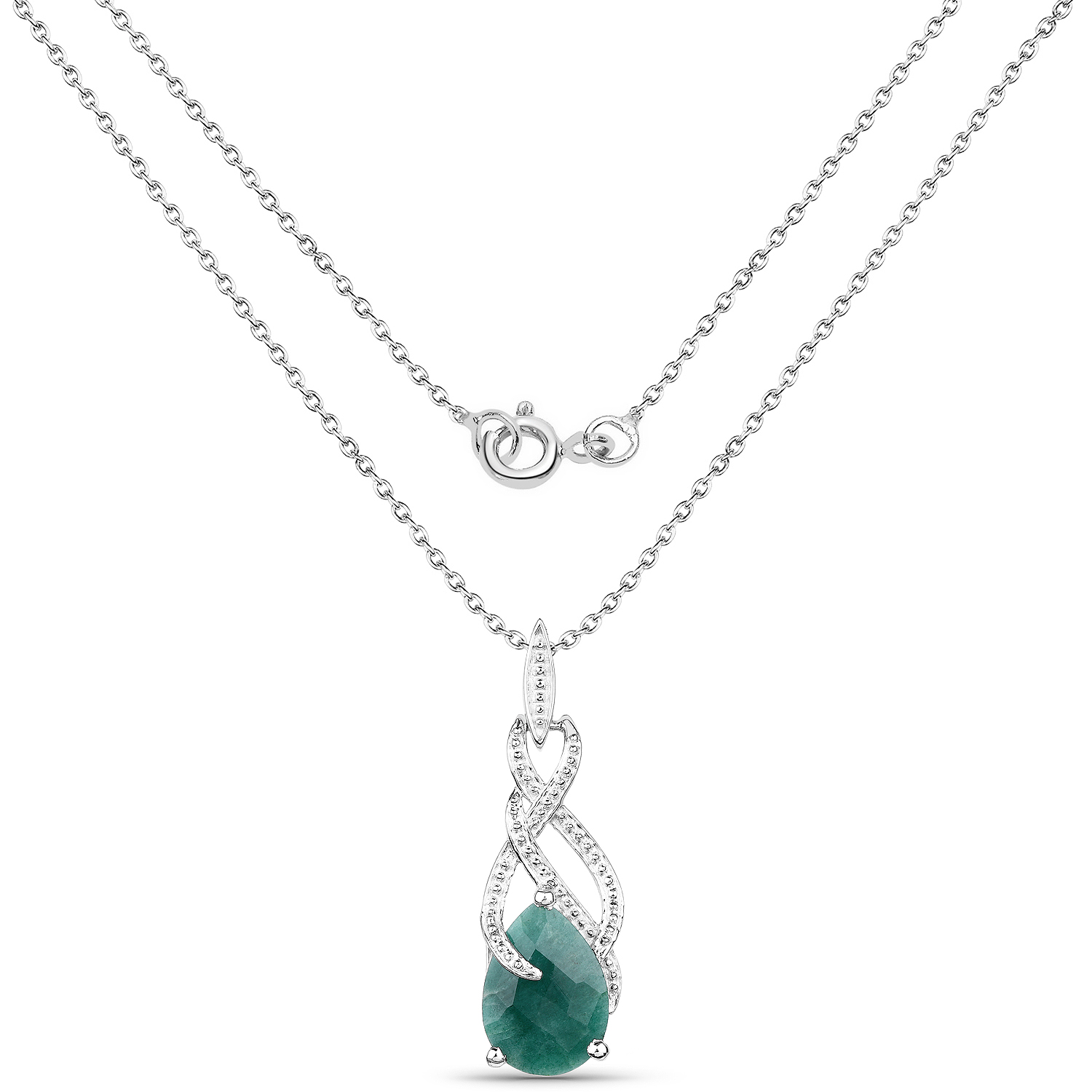 7.08 Carat Dyed Emerald .925 Sterling Silver Pendant