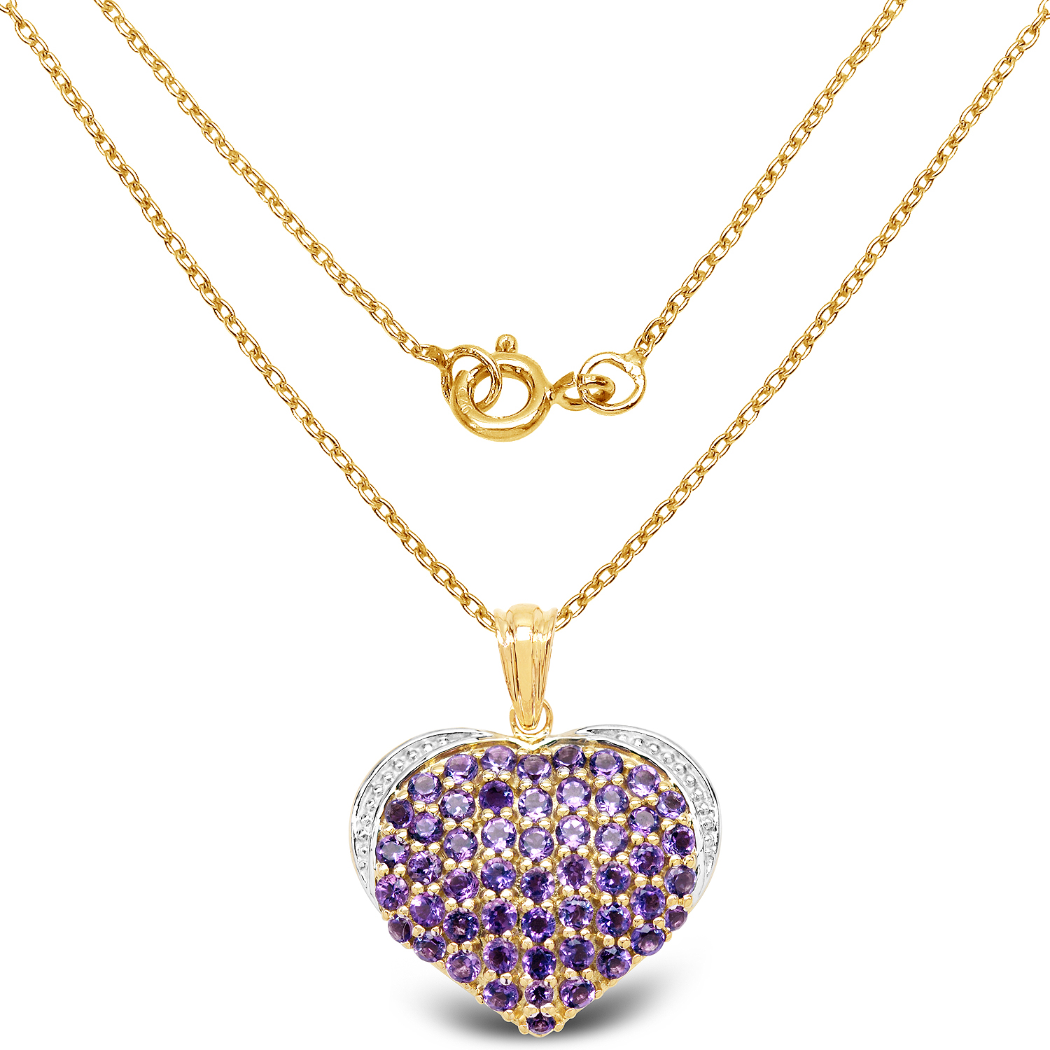 14K Yellow Gold Plated 2.93 Carat Genuine Amethyst .925 Sterling Silver Pendant