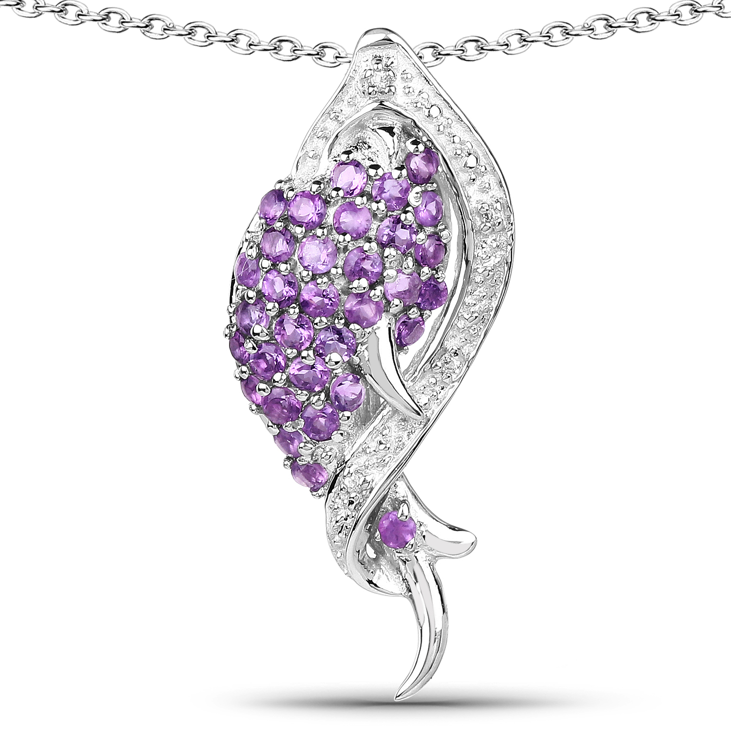 0.70 Carat Genuine Amethyst and White Topaz .925 Sterling Silver Pendant