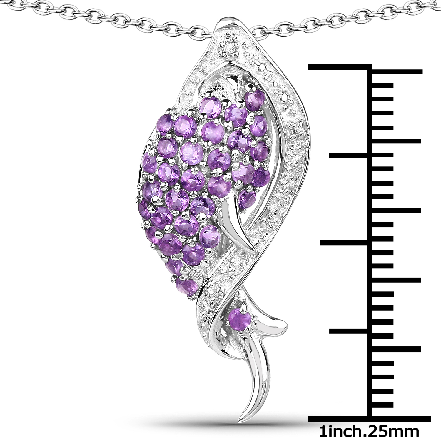 0.70 Carat Genuine Amethyst and White Topaz .925 Sterling Silver Pendant