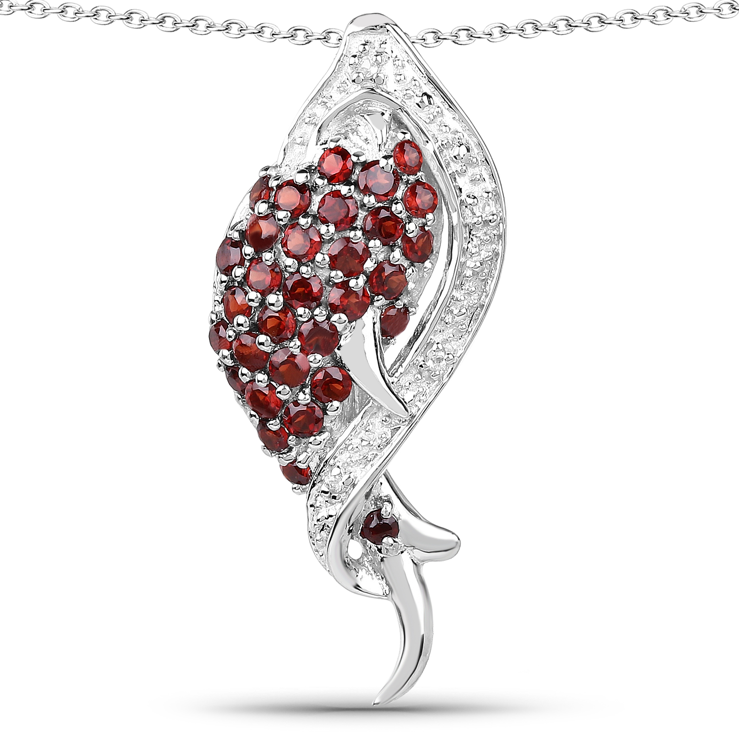 0.99 Carat Genuine Garnet and White Topaz .925 Sterling Silver Pendant
