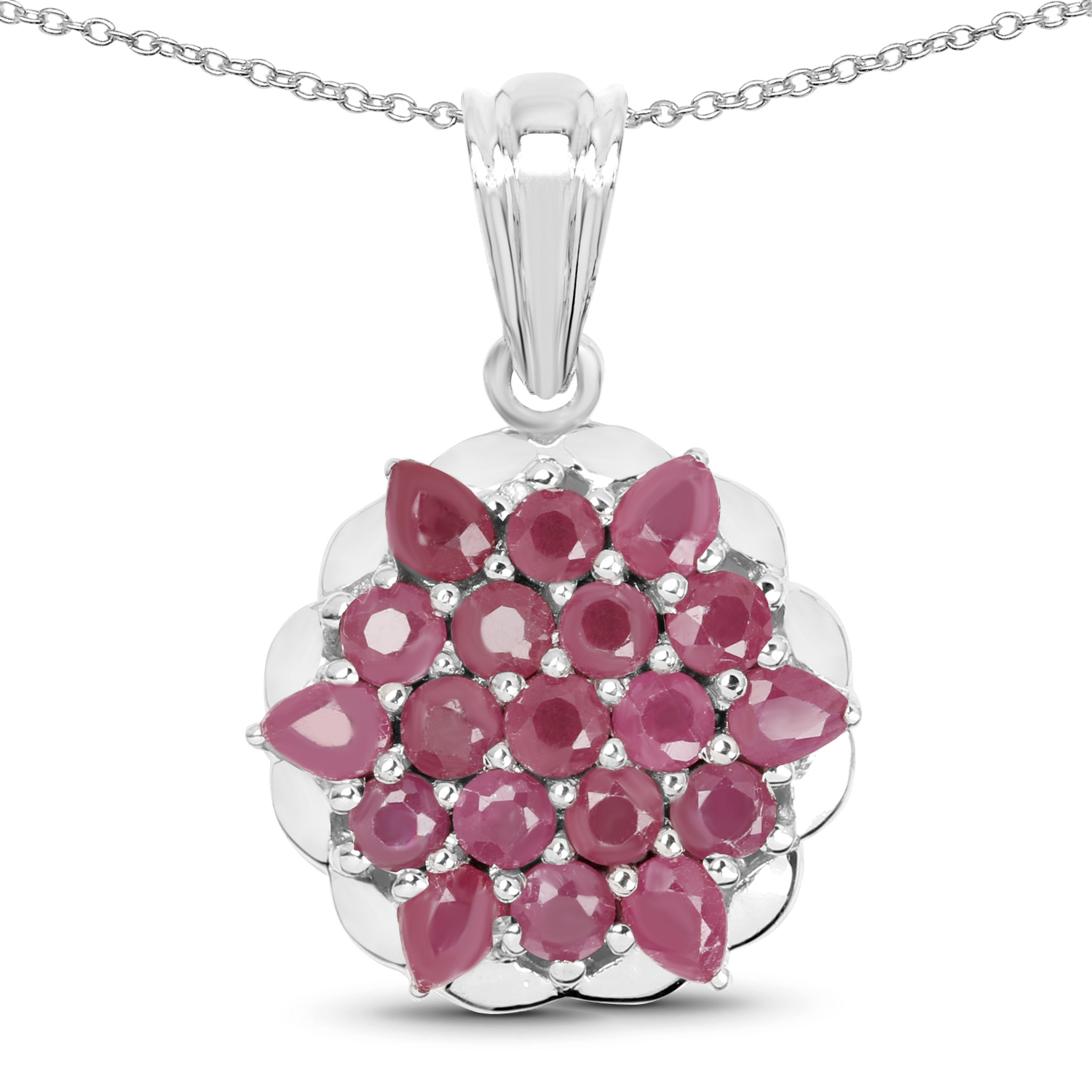 2.89 Carat Genuine Ruby .925 Sterling Silver Pendant