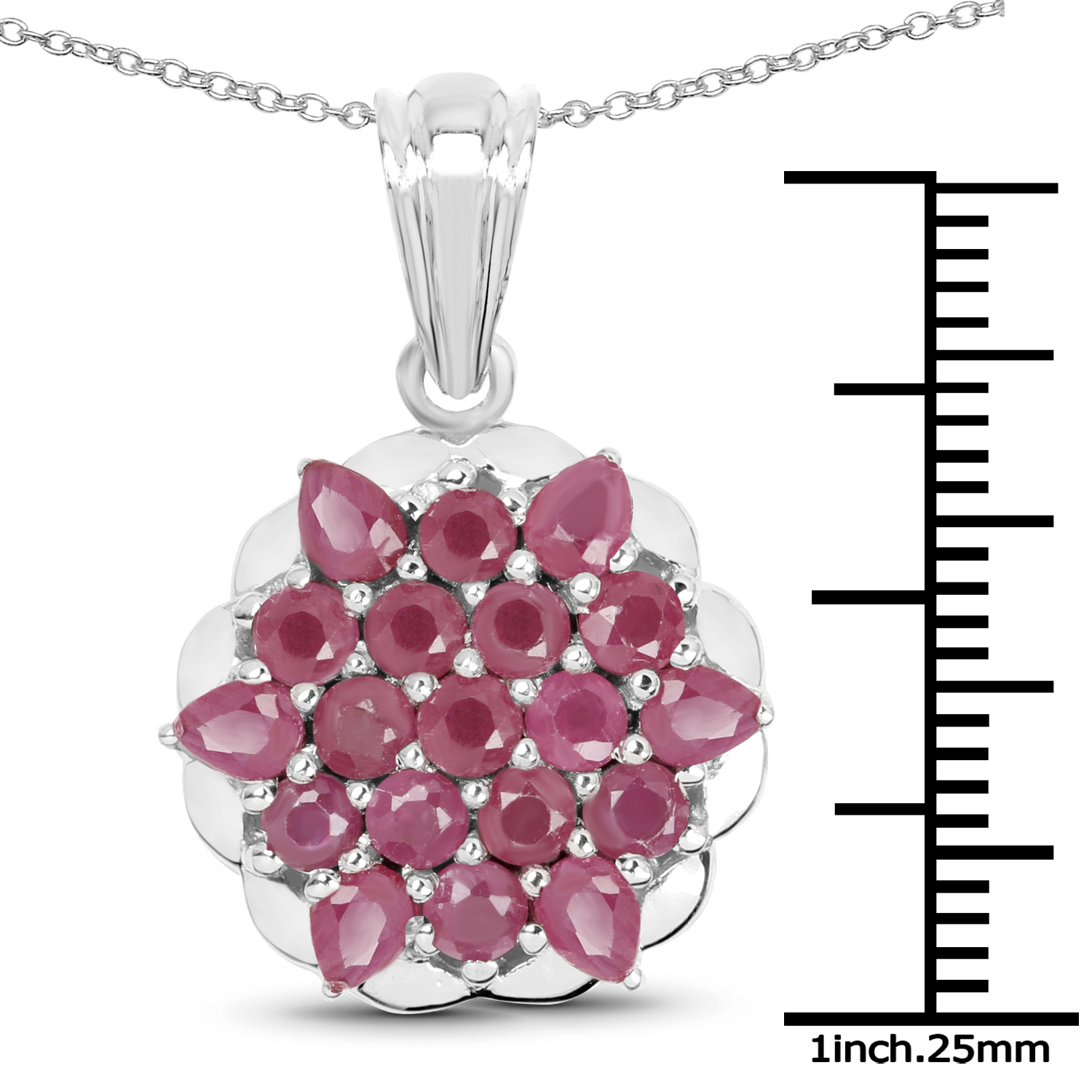2.89 Carat Genuine Ruby .925 Sterling Silver Pendant