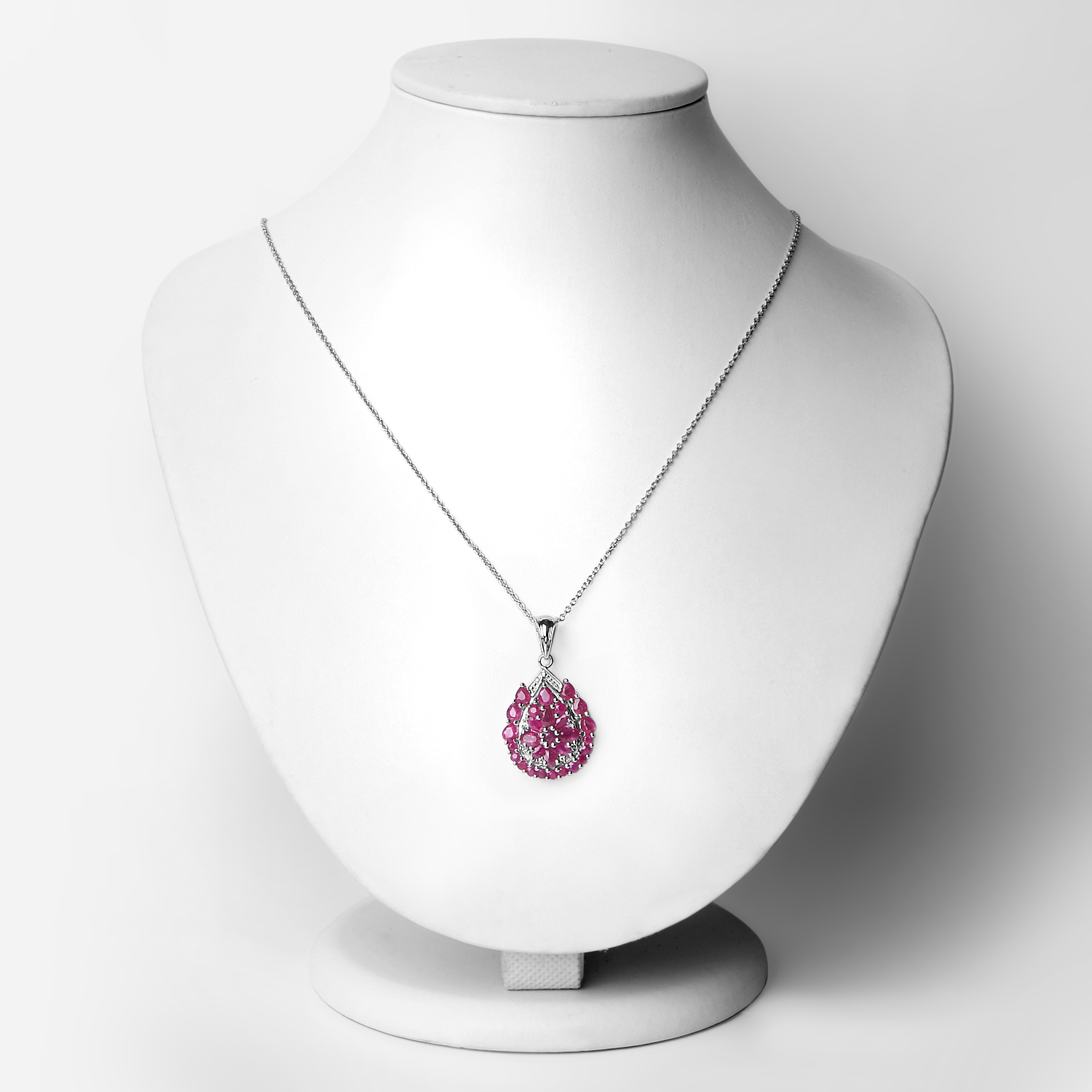 3.50 Carat Genuine Ruby and White Topaz .925 Sterling Silver Pendant