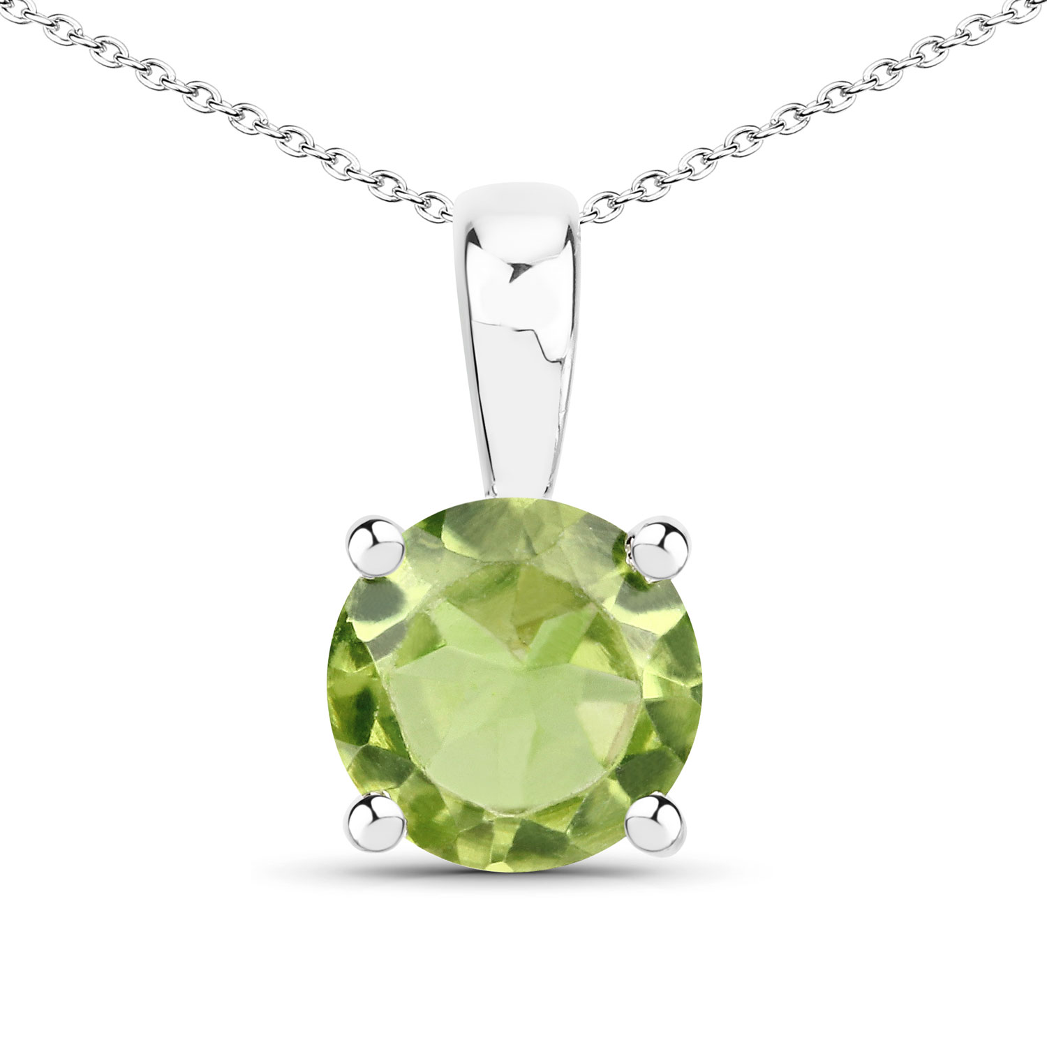 1.25 Carat Genuine Peridot .925 Sterling Silver Pendant