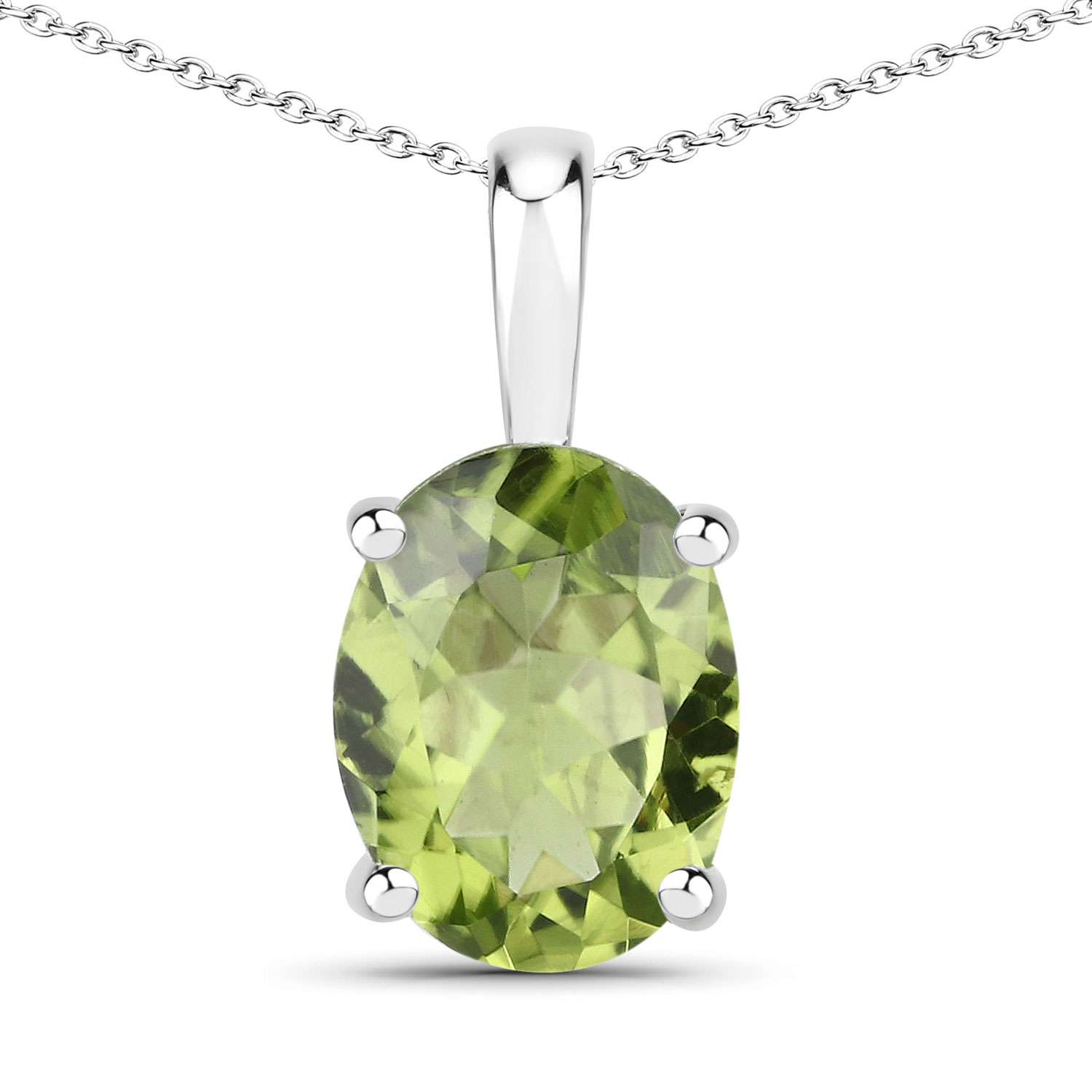 1.70 Carat Genuine Peridot .925 Sterling Silver Pendant