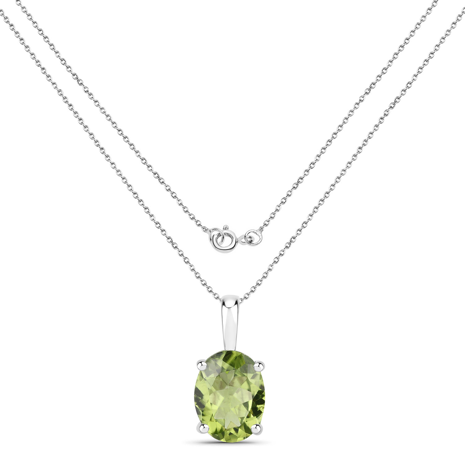 1.70 Carat Genuine Peridot .925 Sterling Silver Pendant