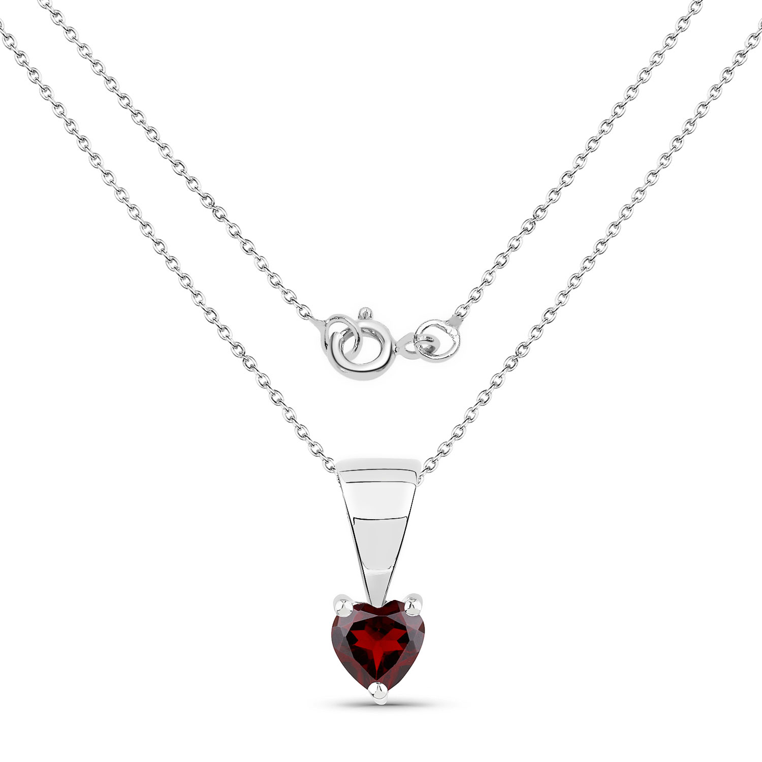14K White Gold Plated 0.32 Carat Genuine Garnet Sterling Silver Pendant
