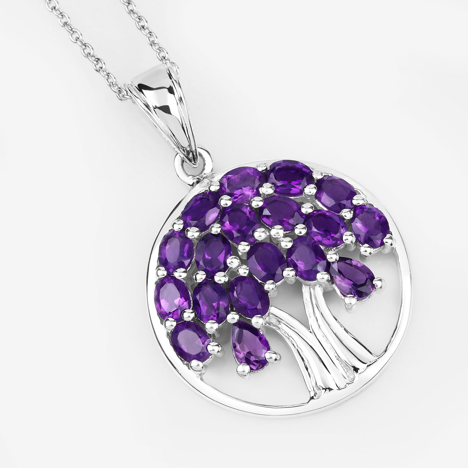 2.94 Carat Genuine Amethyst .925 Sterling Silver Pendant