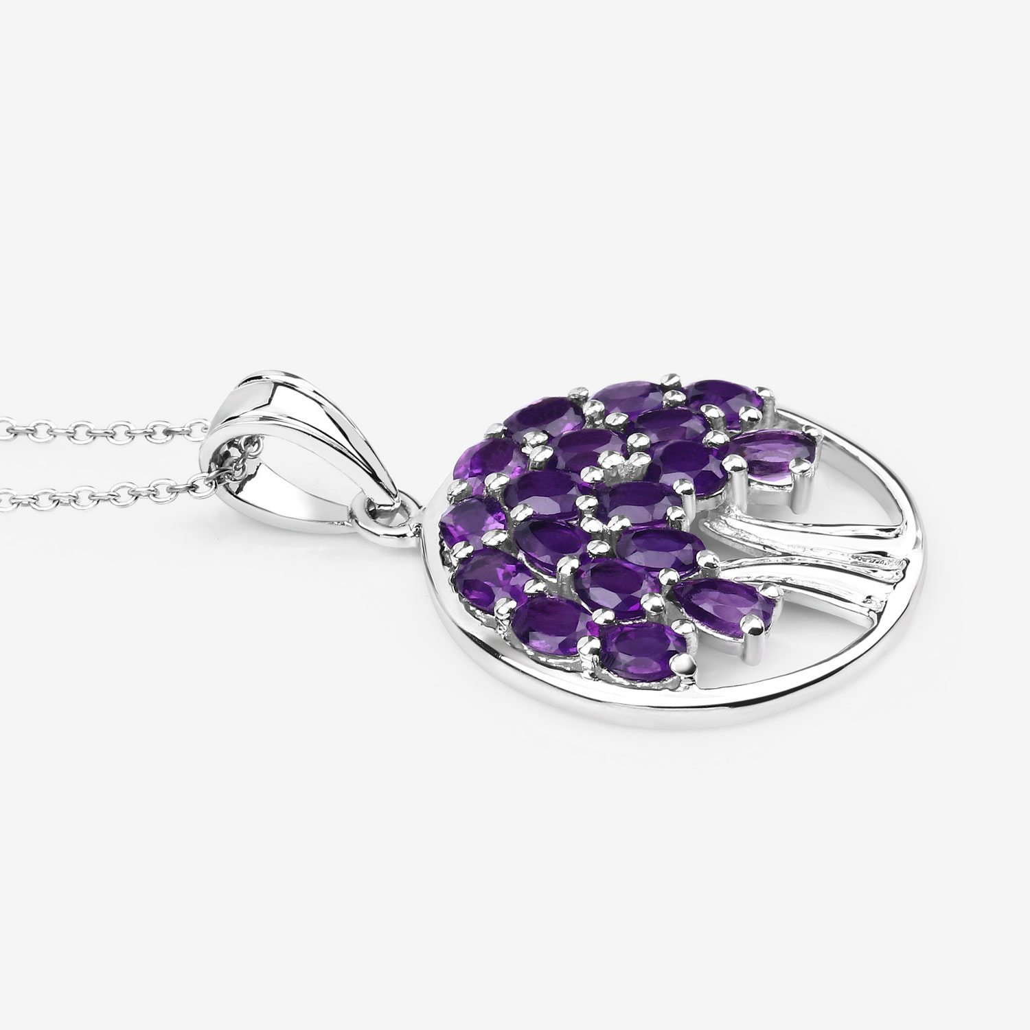 2.94 Carat Genuine Amethyst .925 Sterling Silver Pendant