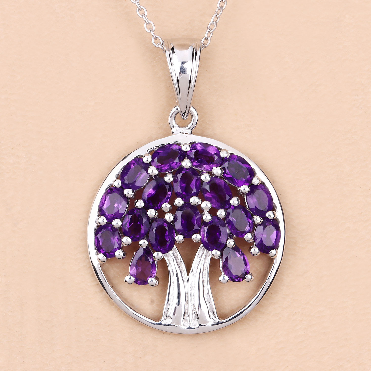 2.94 Carat Genuine Amethyst .925 Sterling Silver Pendant